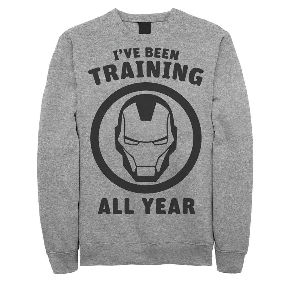 Men's Marvel Avengers Iron Man I've Been Training All Year Logo Sweatshirt, Size: XL, Athletic Grey Product Image