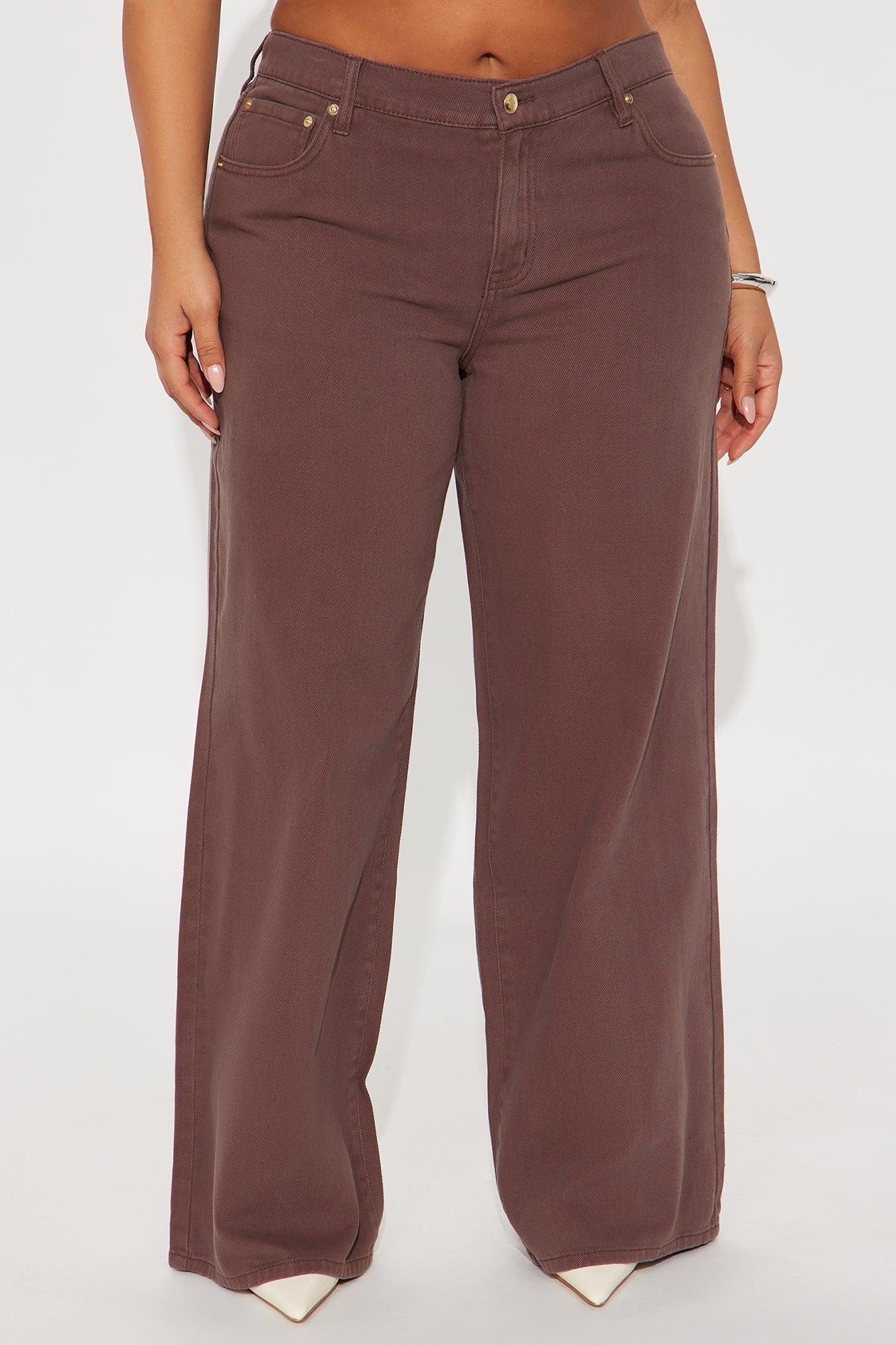 Southside Low Rise Wide Leg Jean - Brown Product Image