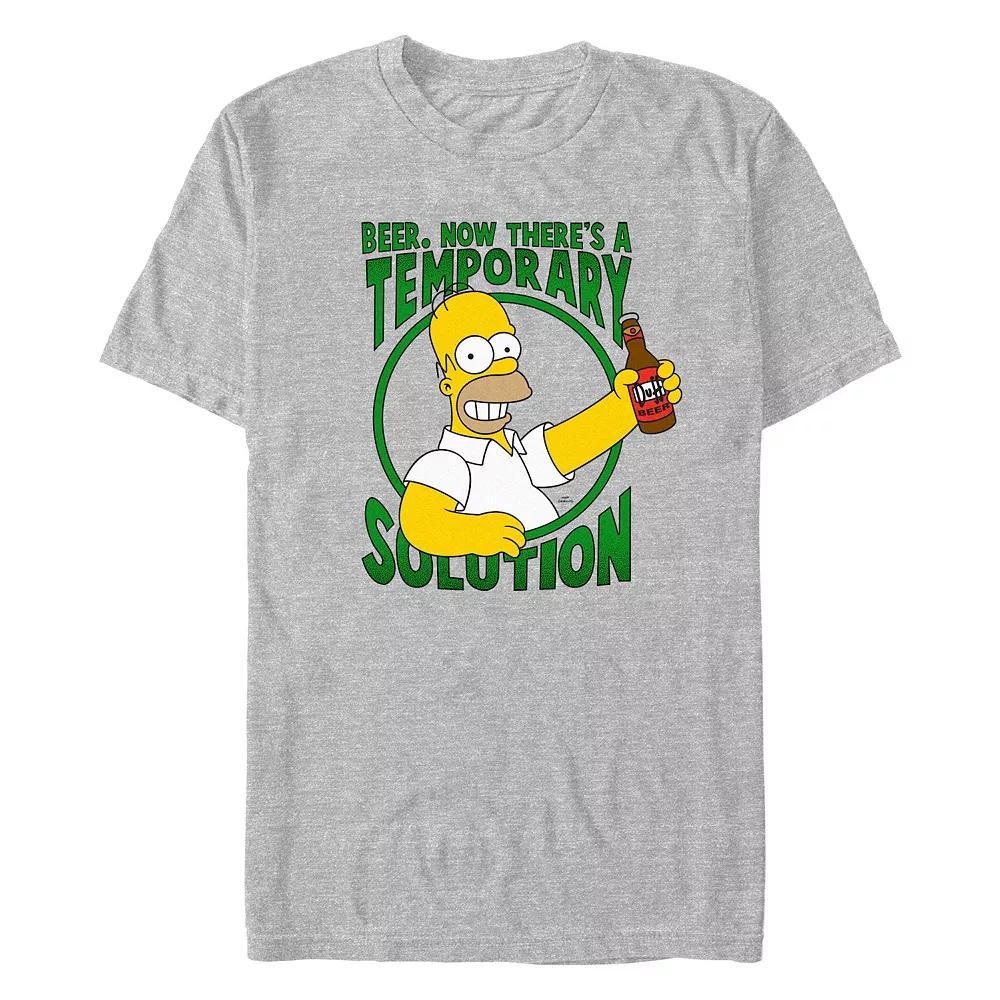Men's The Simpsons Temporary Solution Graphic Tee, Size: XXL, Athletic Grey Product Image