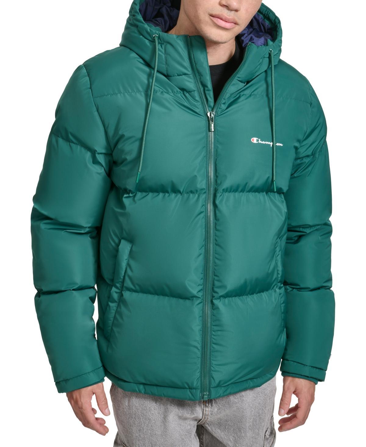 Men's Champion® Hooded Puffer Jacket, Size: XL, Orange Product Image