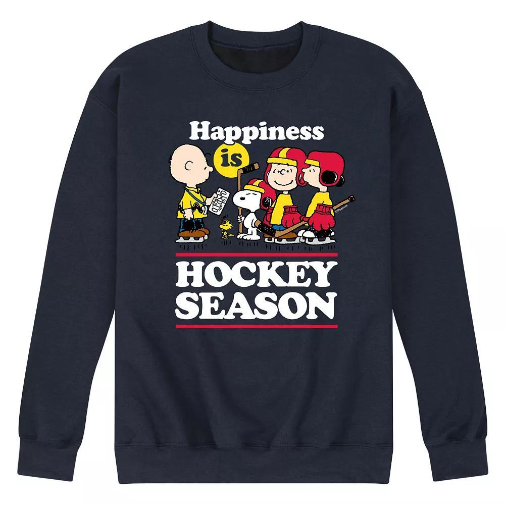 Men's Peanuts Happiness Is Hockey Season Graphic Sweatshirt, Size: Large, Black Product Image