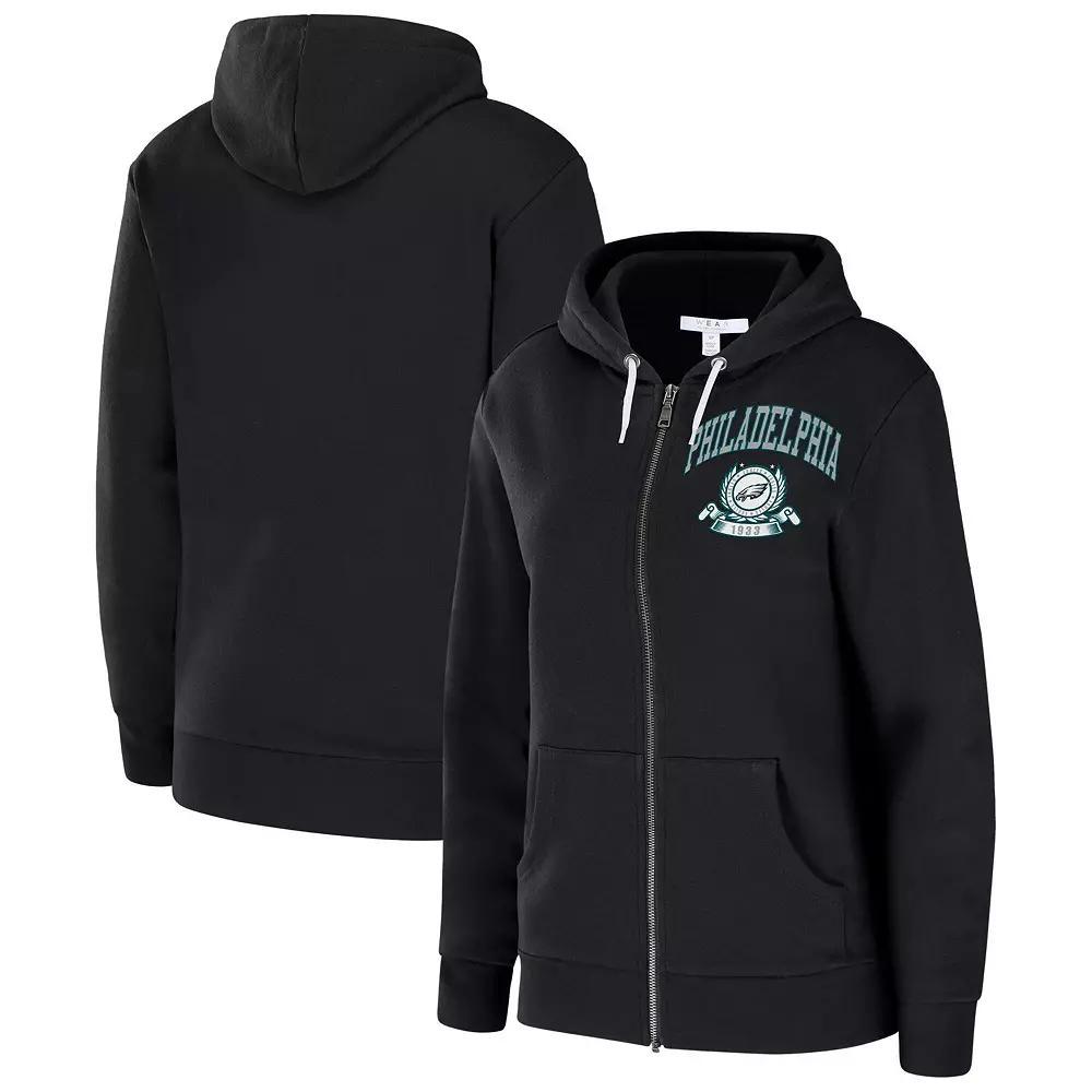 Women's WEAR by Erin Andrews  Black Philadelphia Eagles Full-Zip Hoodie, Size: Medium Product Image