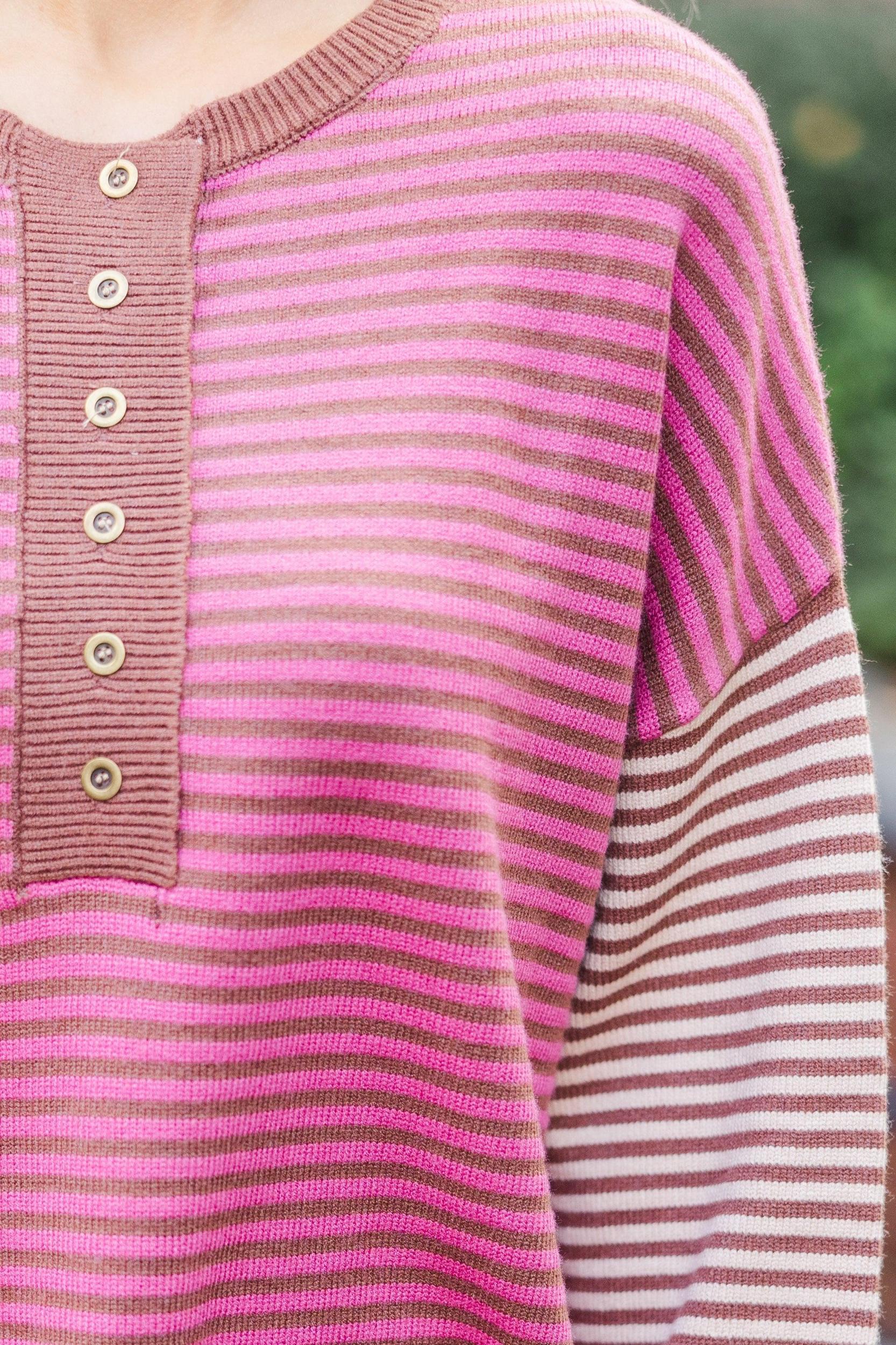 Let's Stay In Berry Striped Pullover Female Product Image