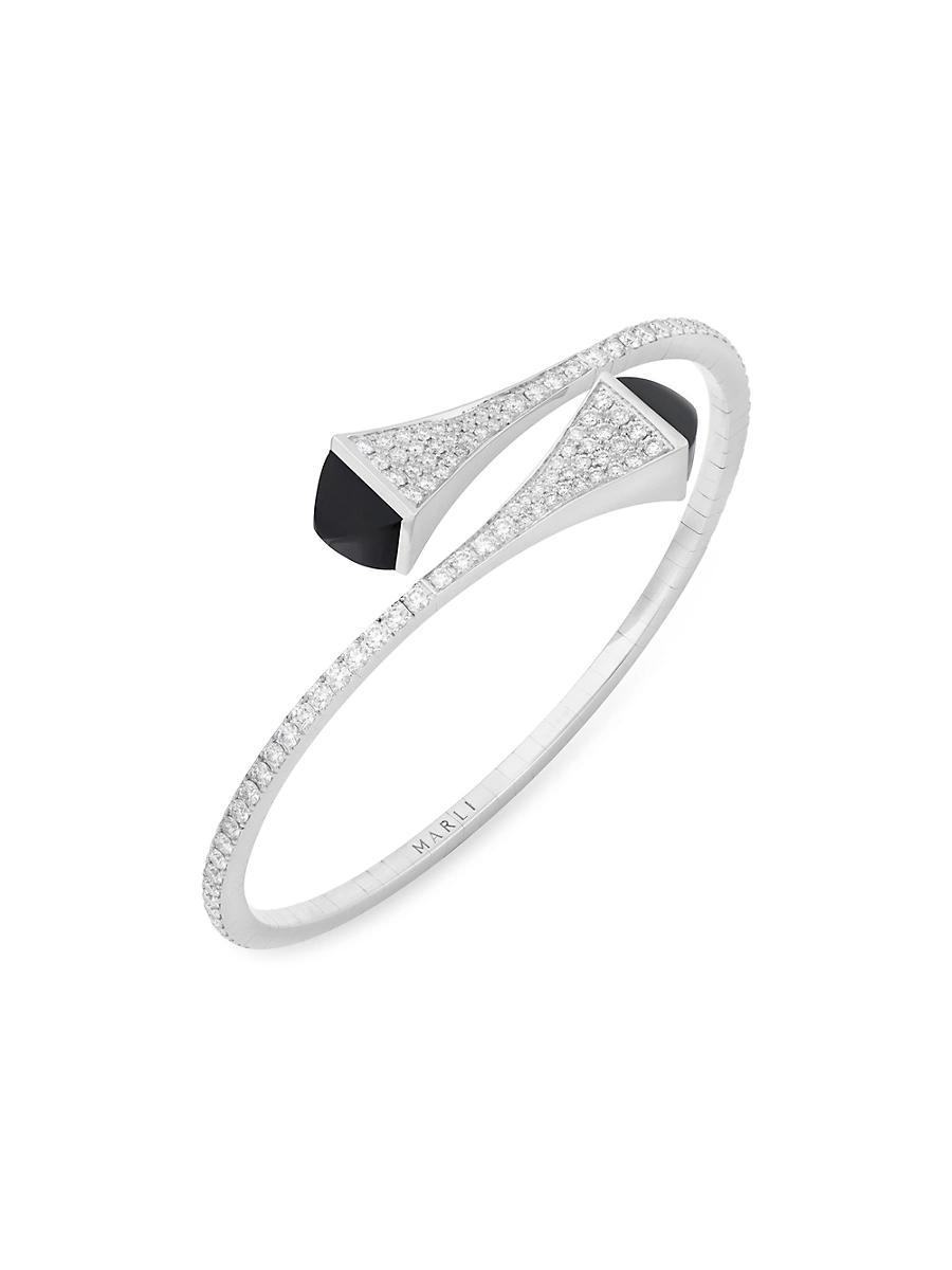 Womens Cleo By MARLI 18K White Gold, 1.3 TCW Diamond & Black Onyx Bangle Product Image