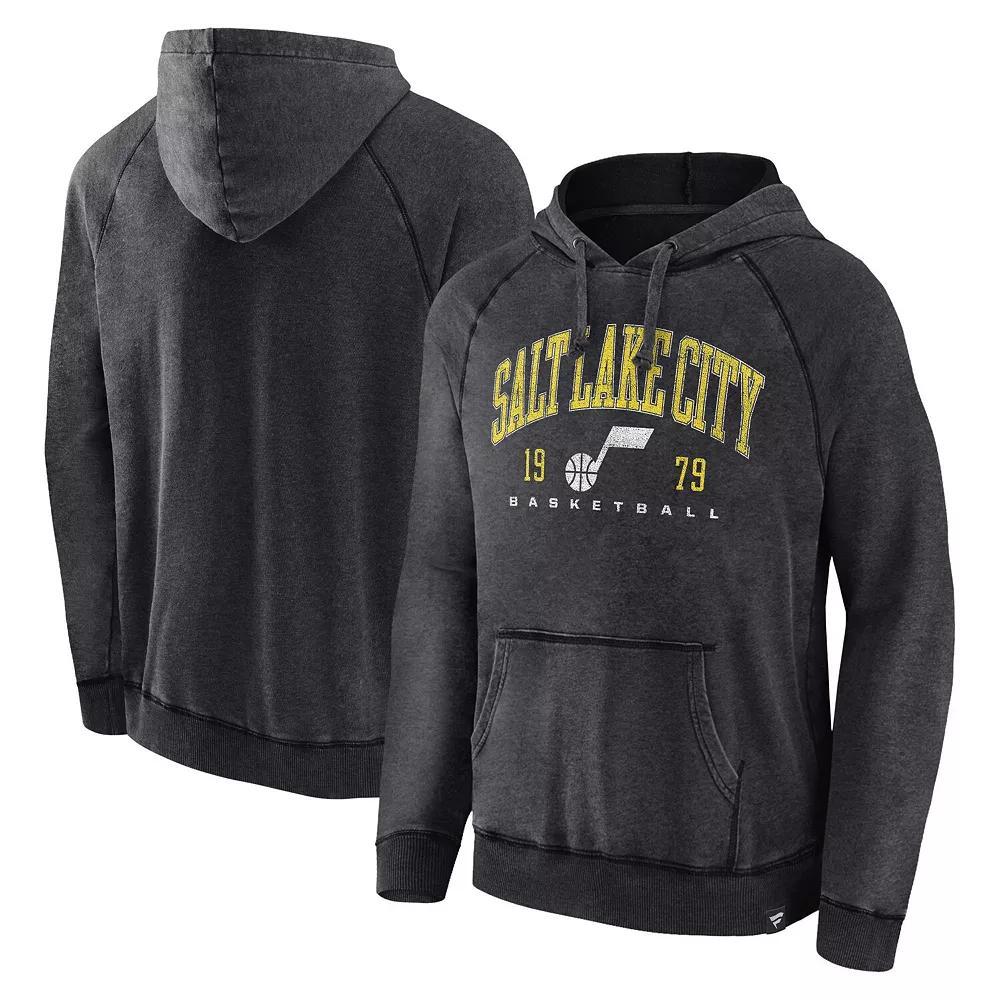 Men's Fanatics Branded Heather Charcoal Utah Jazz Foul Trouble Snow Wash Raglan Pullover Hoodie, Size: 4XL, Jaz Charco Product Image