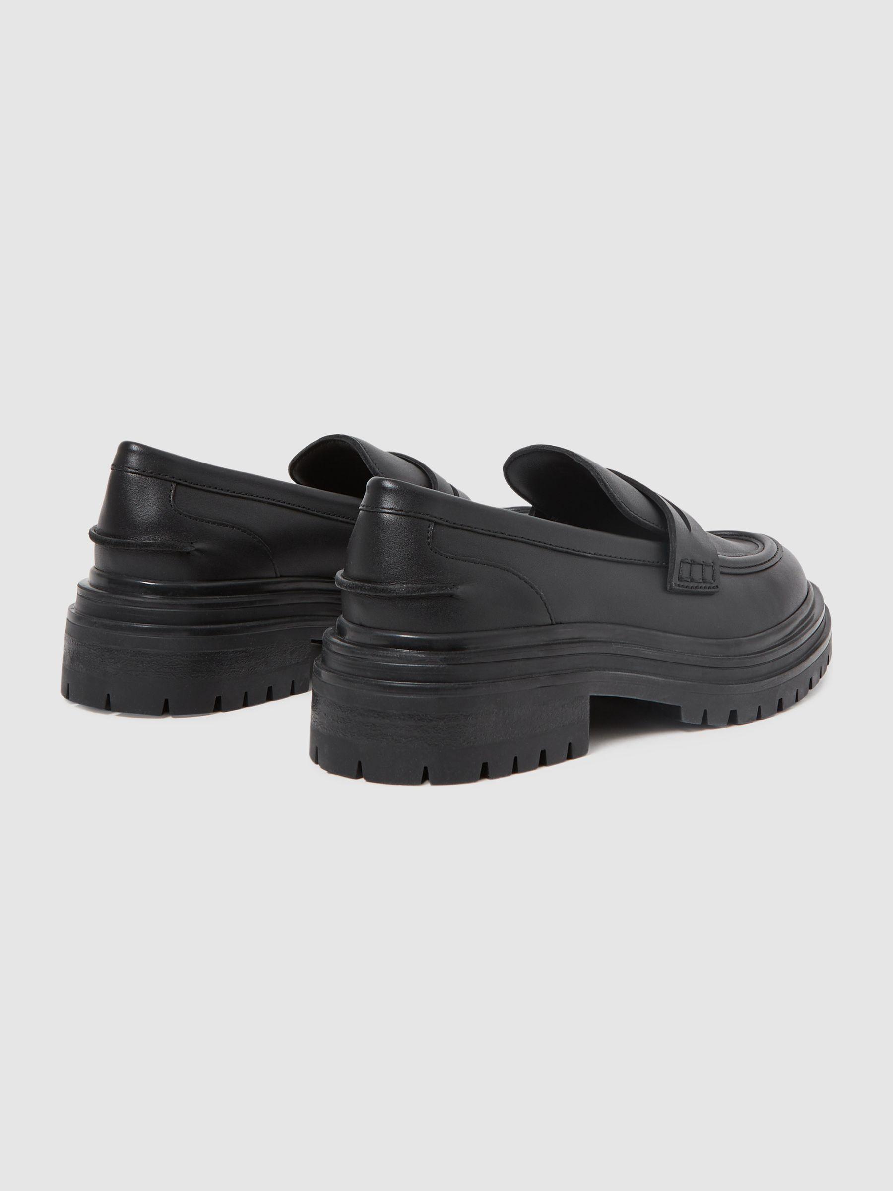Leather Chunky Cleated Loafers in Black Product Image