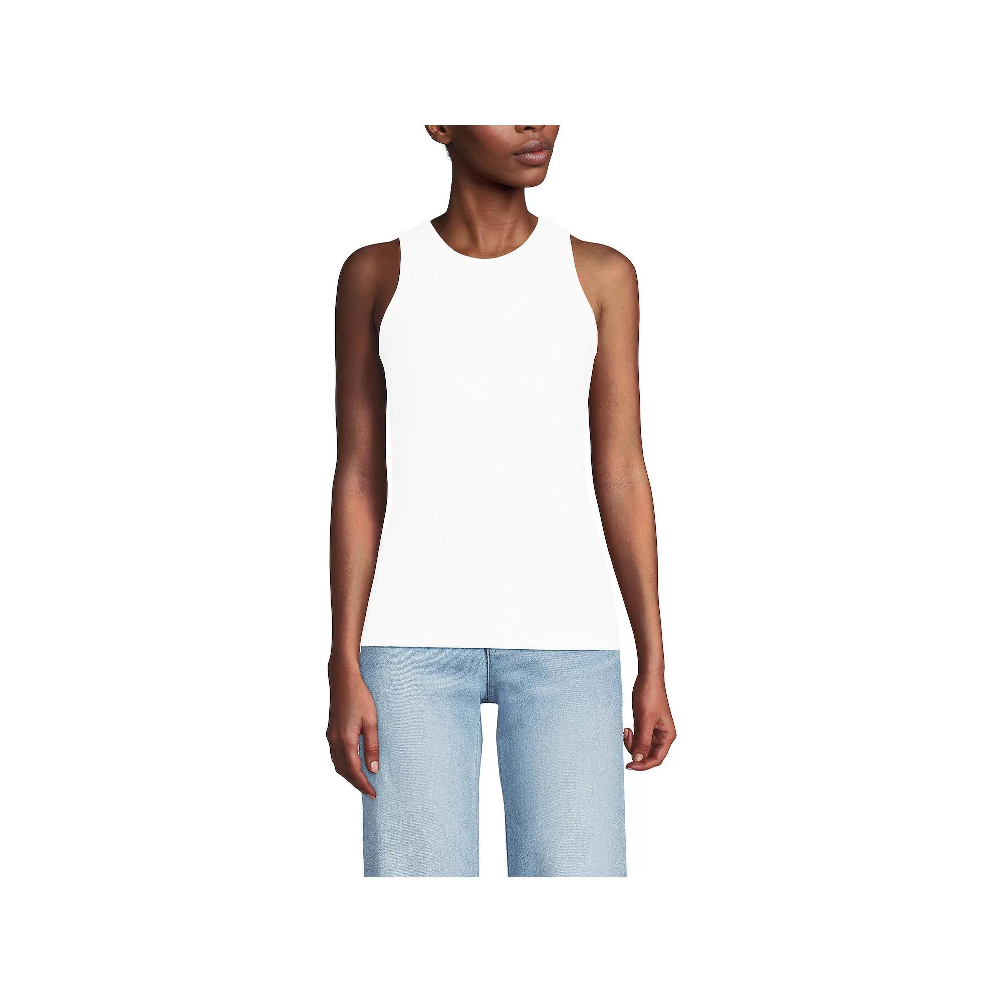 Women's Lands' End Drapey Rib Fitted Tank Top, Size: Medium, Gray Grey Product Image
