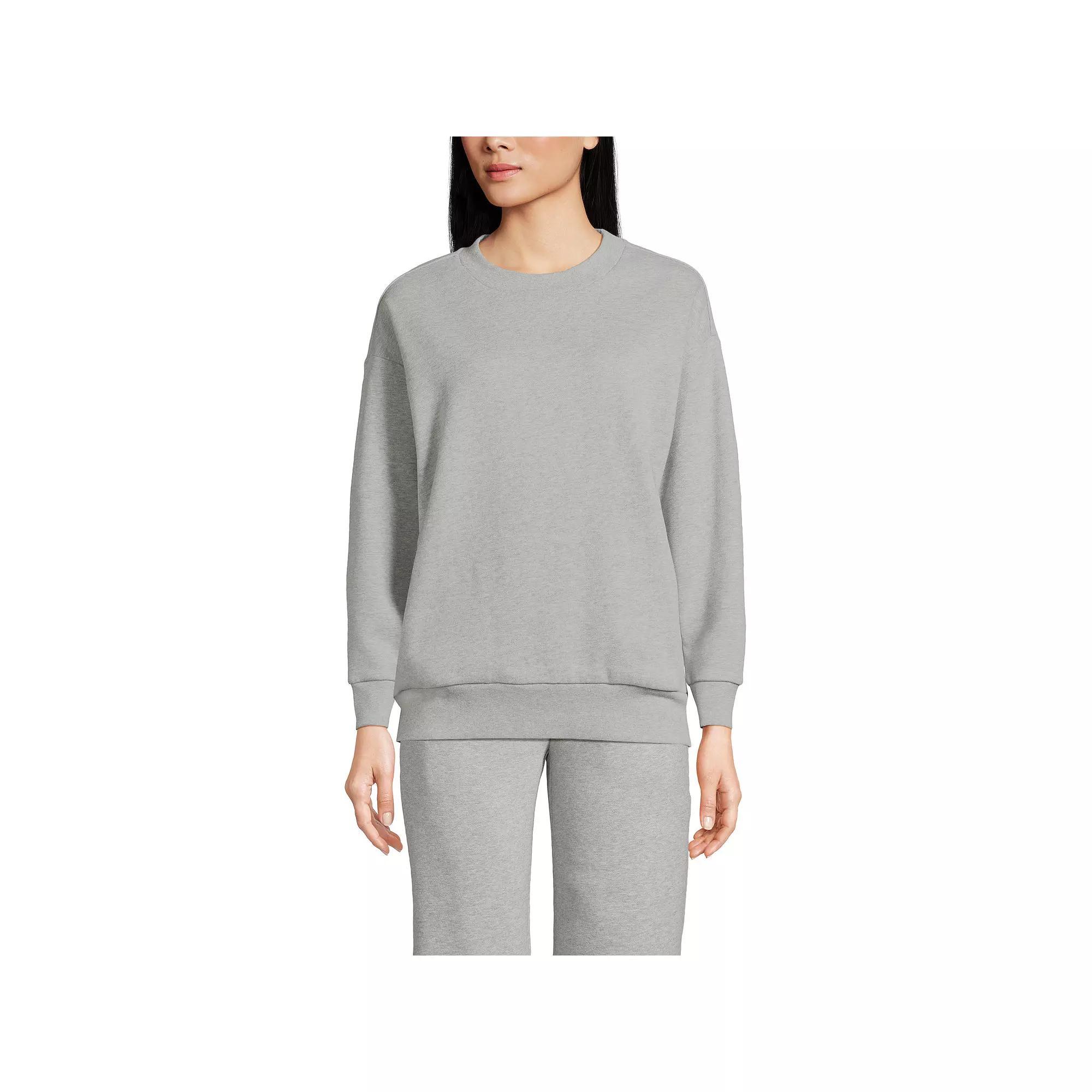 Women's Lands' End Modern Fit Crewneck Sweatshirt, Size: XL, Black Product Image
