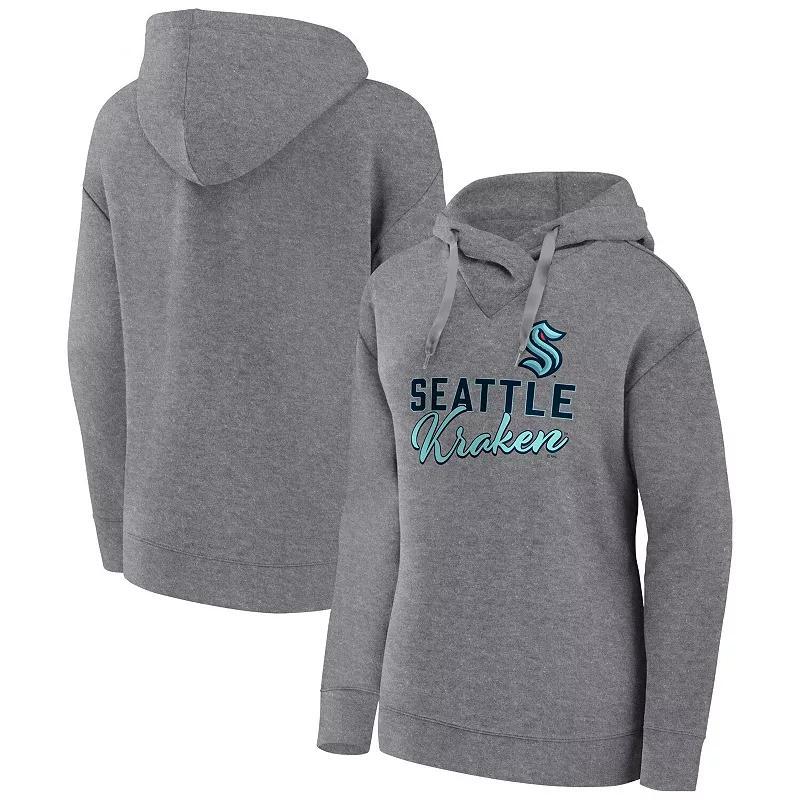 Women's Fanatics Branded Heather Gray Seattle Kraken Script Favorite Pullover Hoodie, Size: Small, Krk Grey Product Image