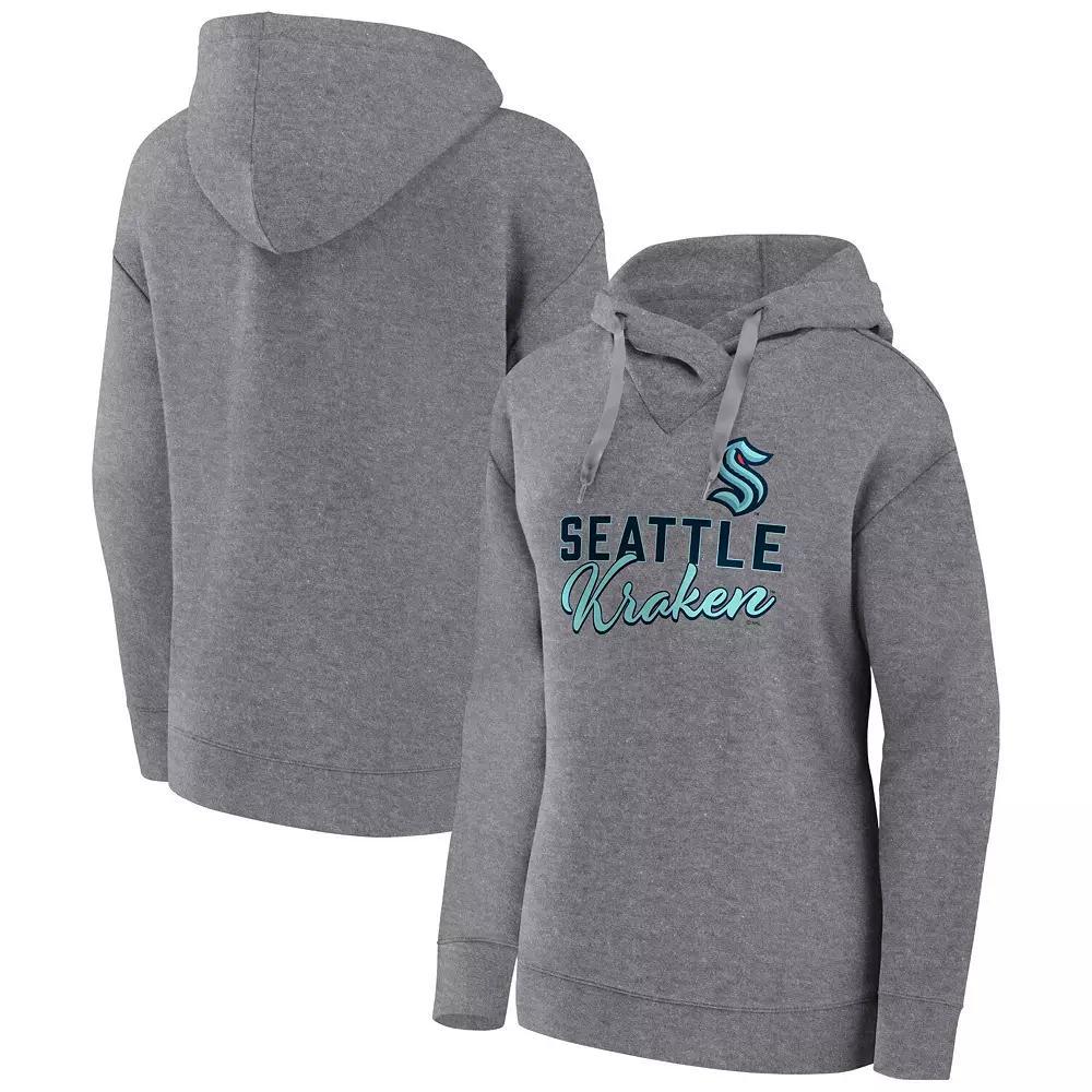 Women's Fanatics Branded Heather Gray Seattle Kraken Script Favorite Pullover Hoodie, Size: Small, Krk Grey Product Image