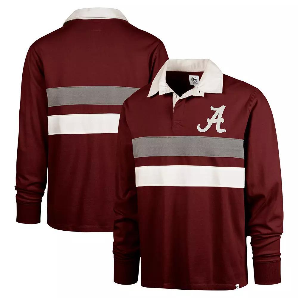 Men's '47 Crimson Alabama Crimson Tide Clubhouse Knox Thames Long Sleeve Rugby Polo, Size: Large, Red Product Image