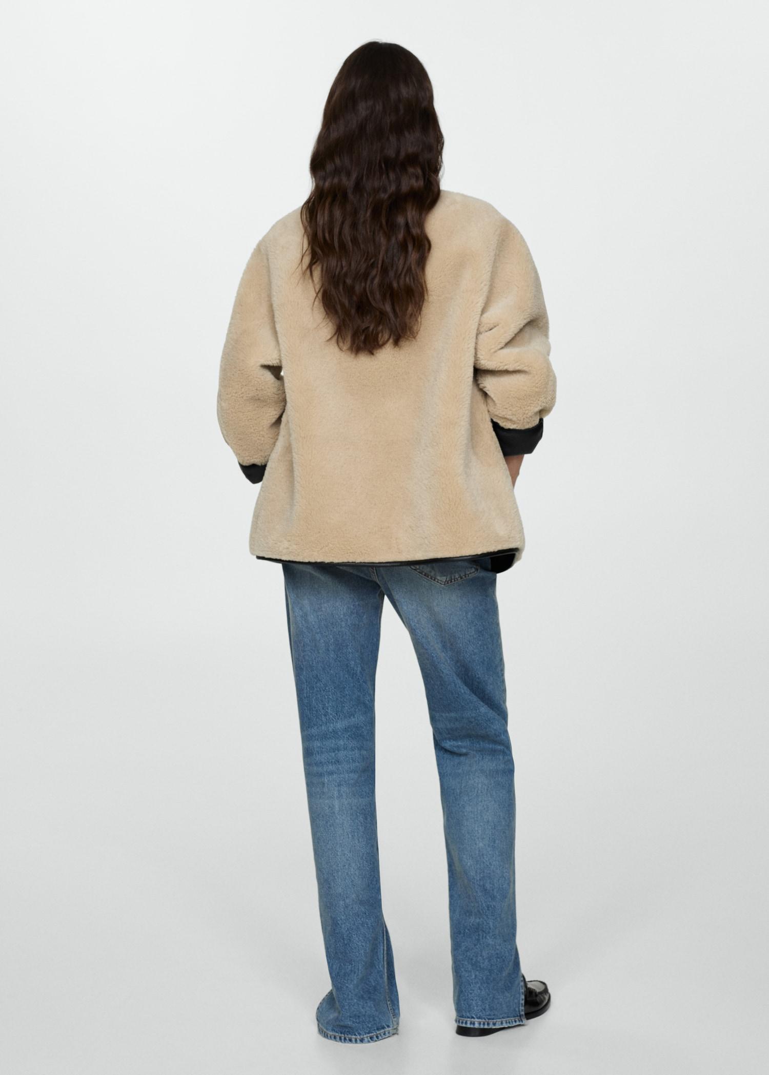 Fur-effect coat with appliqués - Women | MANGO USA Product Image