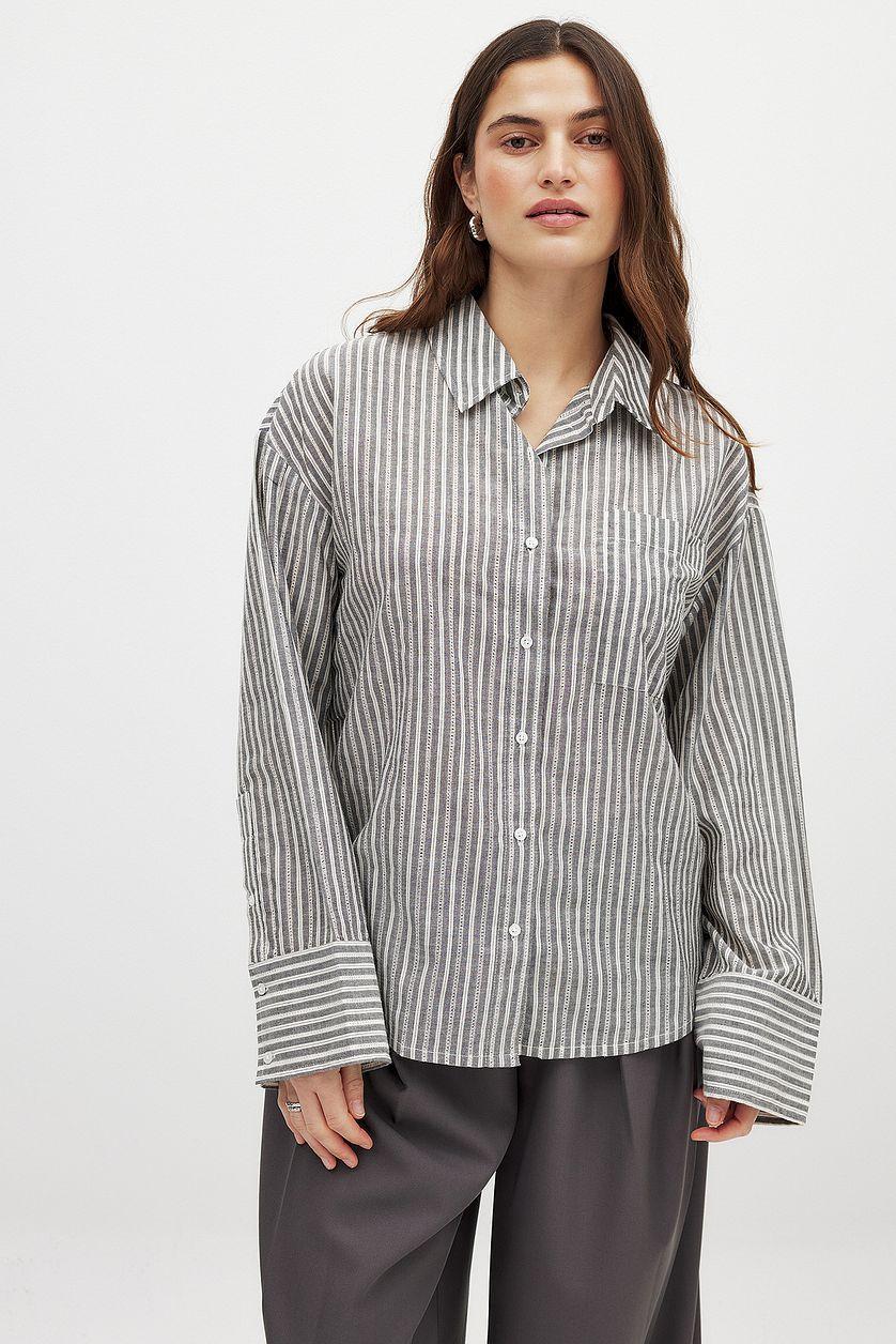 Crochet Insert Stripe Shirt Product Image