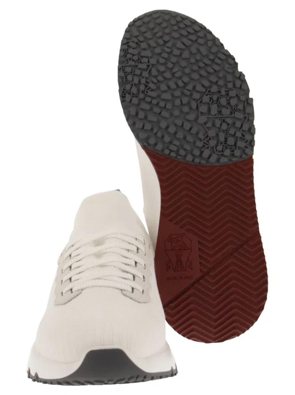 BRUNELLO CUCINELLI Cotton Knit Runners In White Product Image