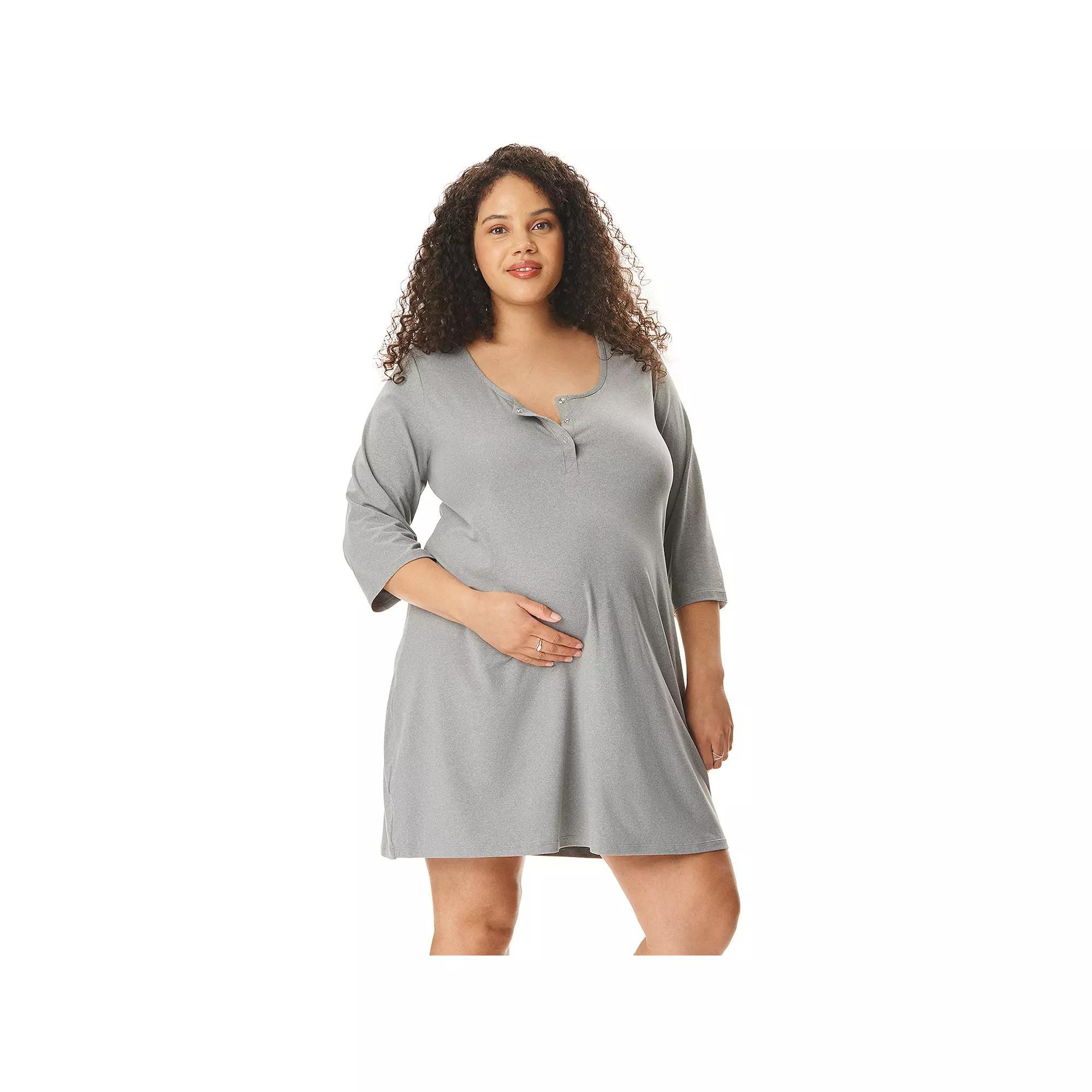 Maternity Motherhood Henley Chemise Sleep Dress, Womens Product Image