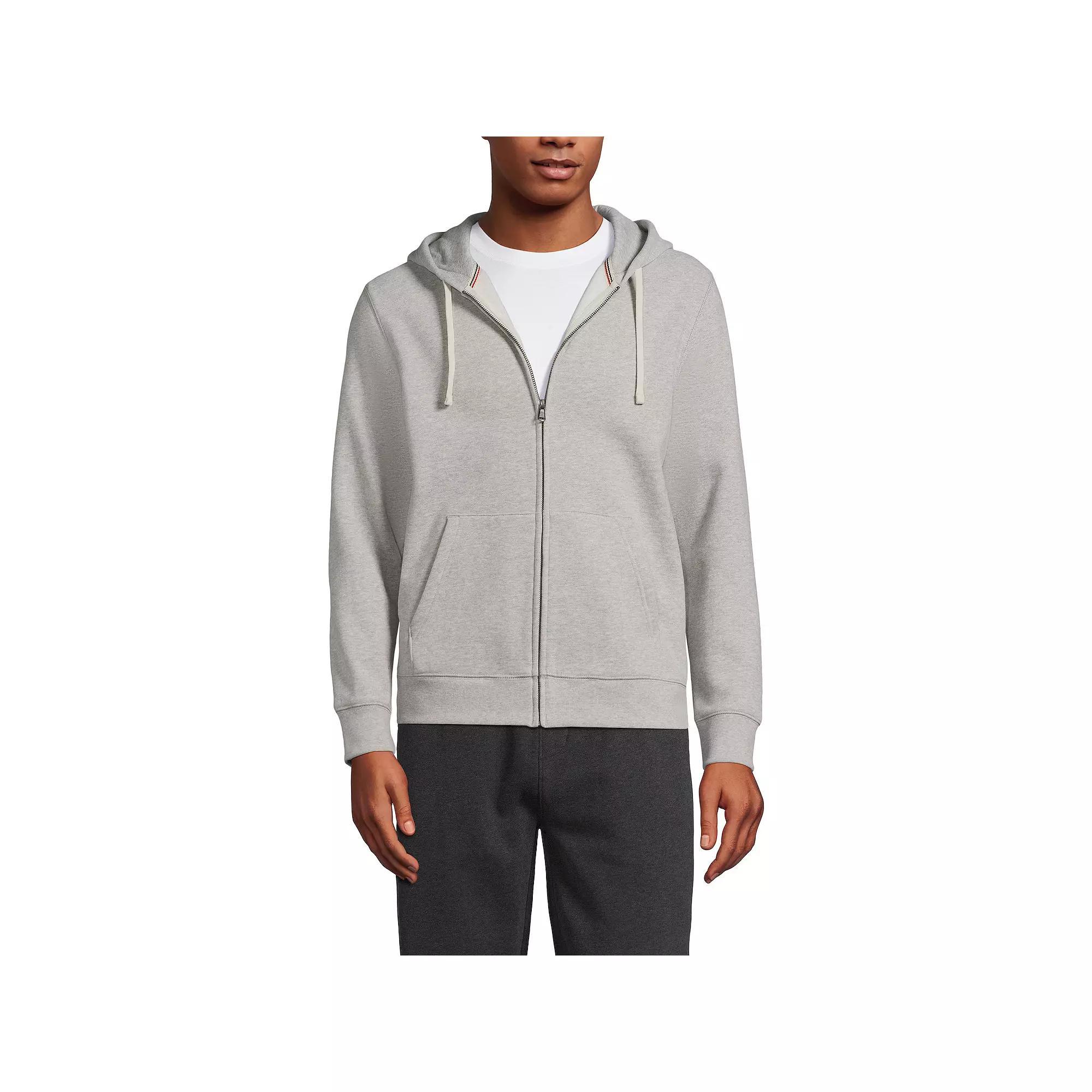 Lands' End Tall Serious Sweats Long Sleeve Full-Zip Hoodie, Men's, Size: XXL Tall, Dark Grey Heather Product Image