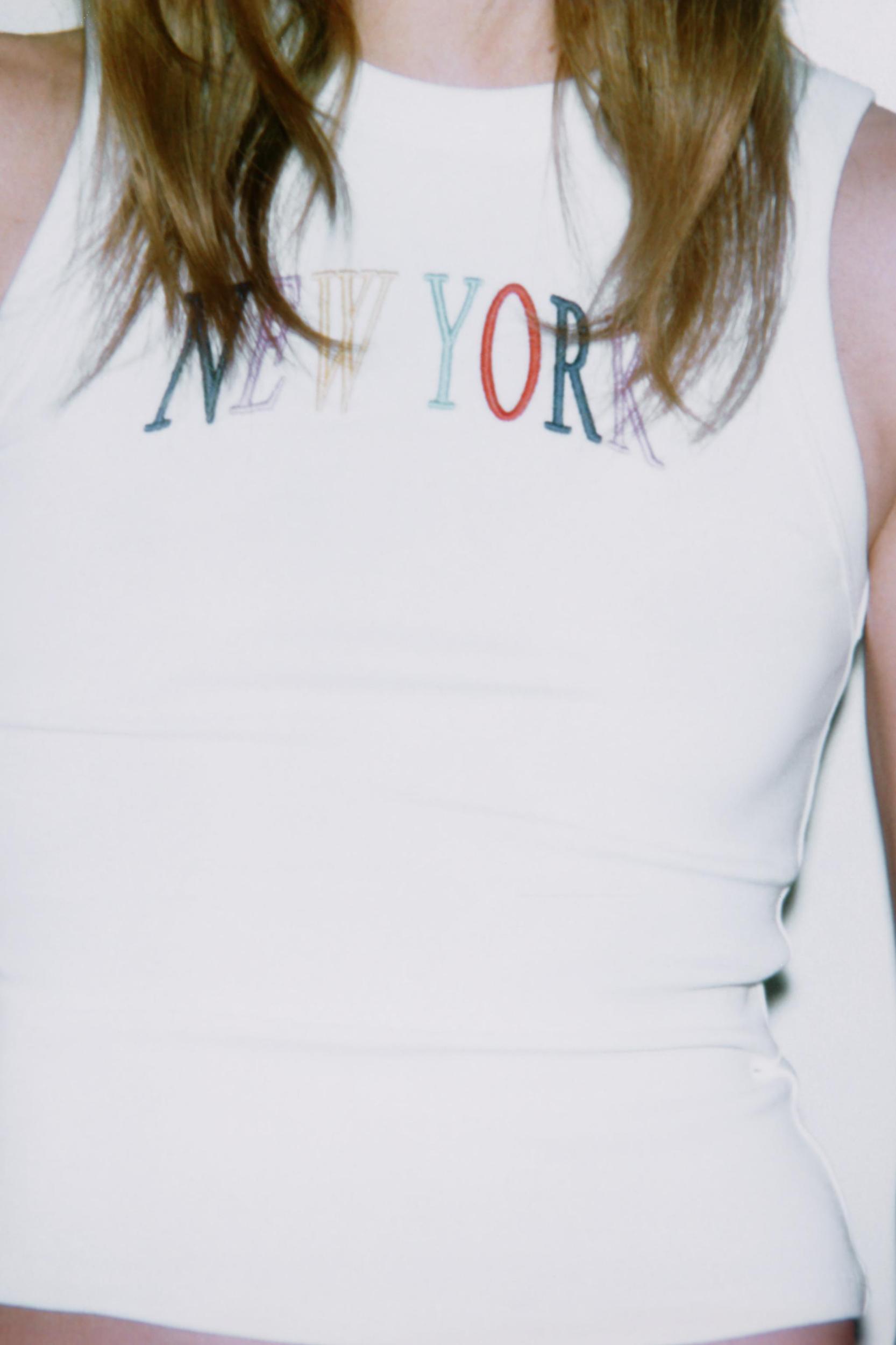 EMBROIDERED TEXT TOP Product Image