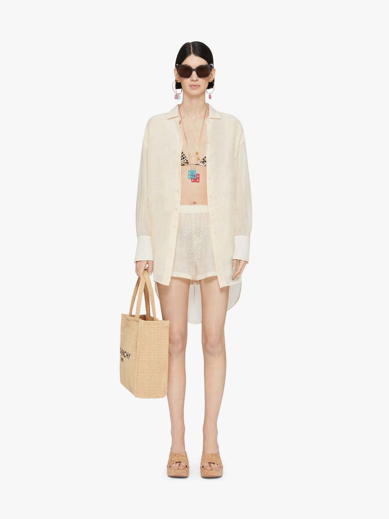 Oversized shirt in silk and linen with draped back Product Image