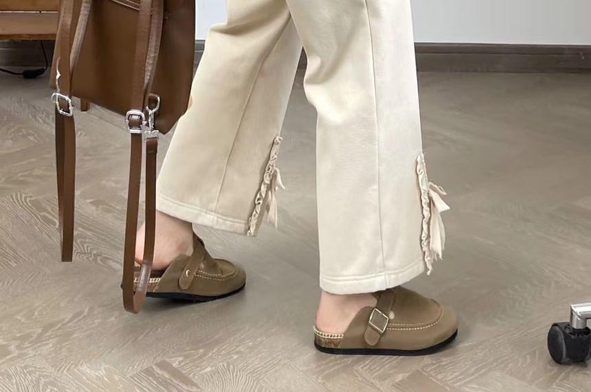 High Waist Lace-Up Plain Wide Leg Pants Product Image