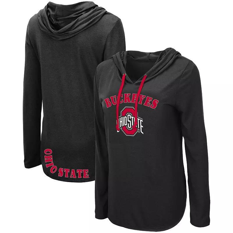 Women's Colosseum Black Ohio State Buckeyes My Lover Lightweight Hooded Long Sleeve T-Shirt, Size: Medium Product Image