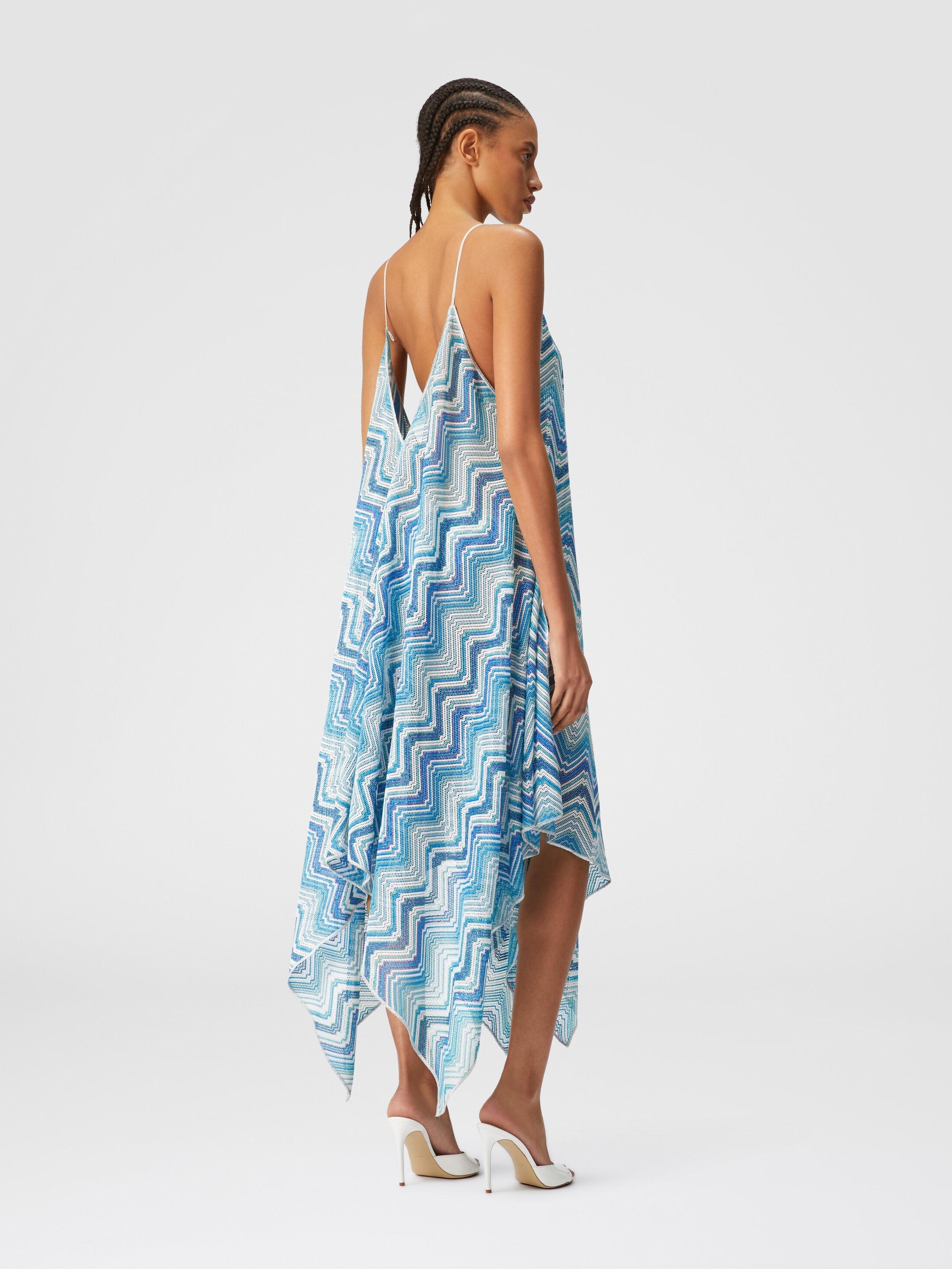 Long cover-up with neck scarf cut in chevron crochet lamé Product Image
