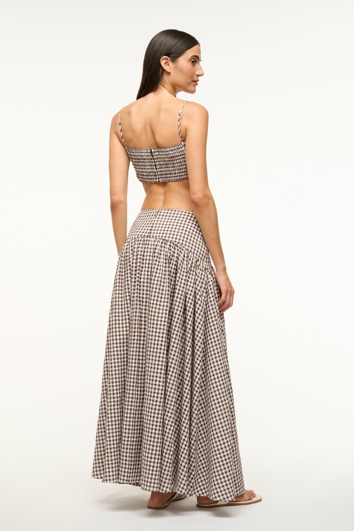 PROCIDA COVERUP SKIRT | DARK CHOCOLATE GINGHAM Product Image