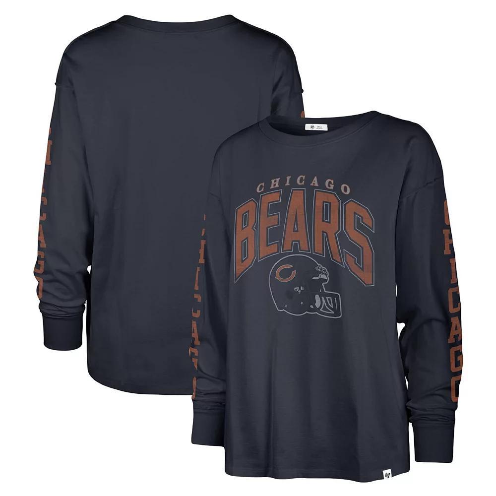 Women's '47 Navy Chicago Bears Tom Cat Long Sleeve T-Shirt, Size: Medium, Blue Product Image