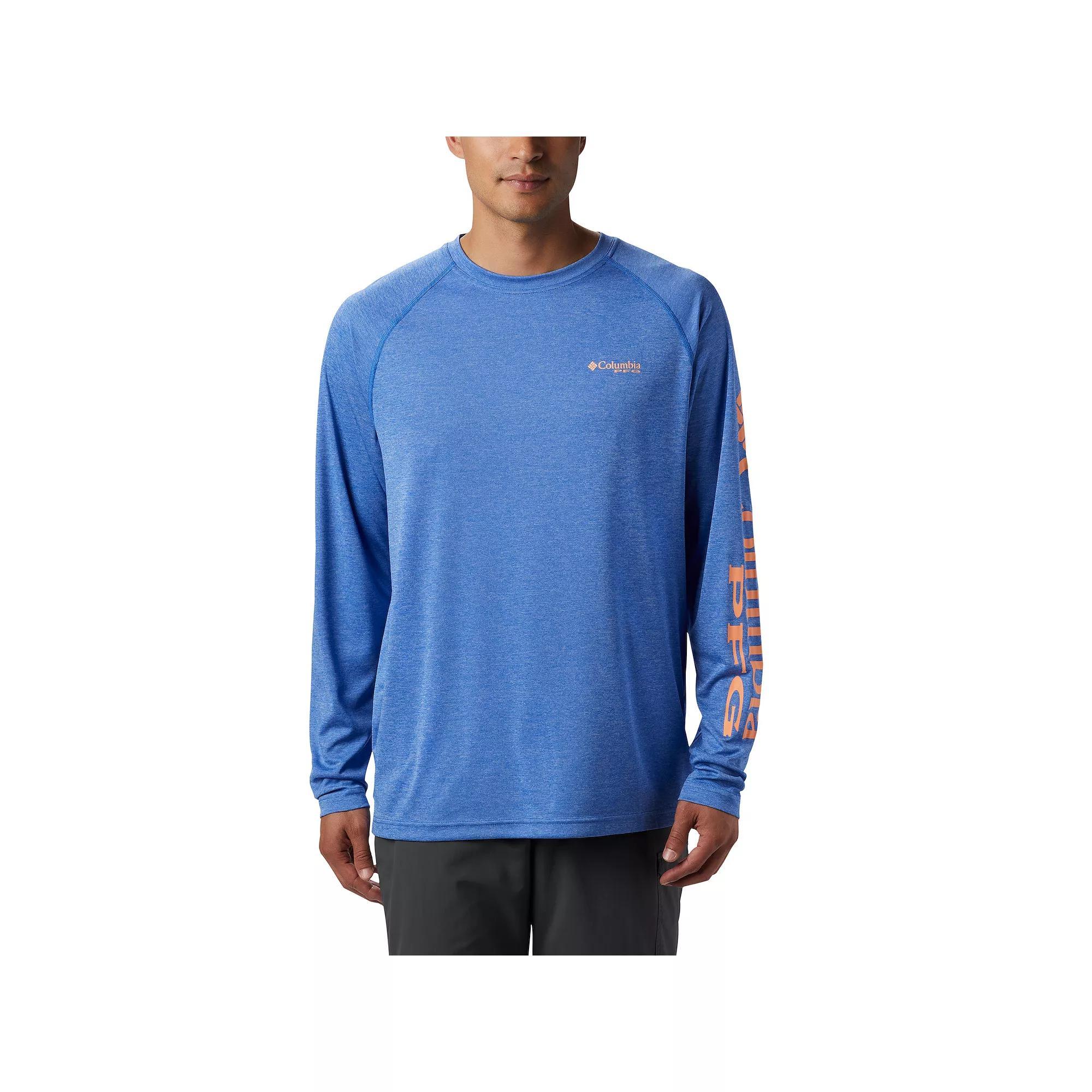 Men's Columbia PFG UPF 50 Terminal Tackle™ Heather Long Sleeve Shirt, Size: XL, Grey Heather Product Image