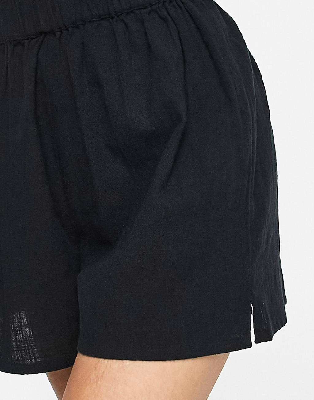 ASOS DESIGN Petite textured beach short in black - part of a set Product Image