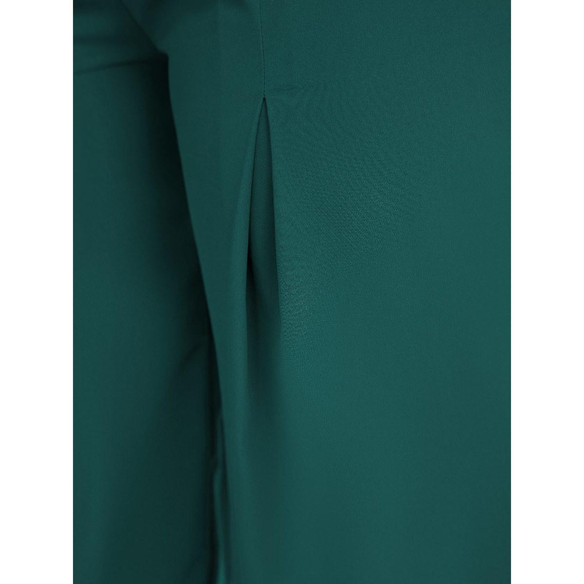 Plus Size Solid Pleated Button Detail Straight Leg Pants Women ArmyGreen Office Straight Leg High Rise Work Pants BloomChic 14-16/1X Product Image