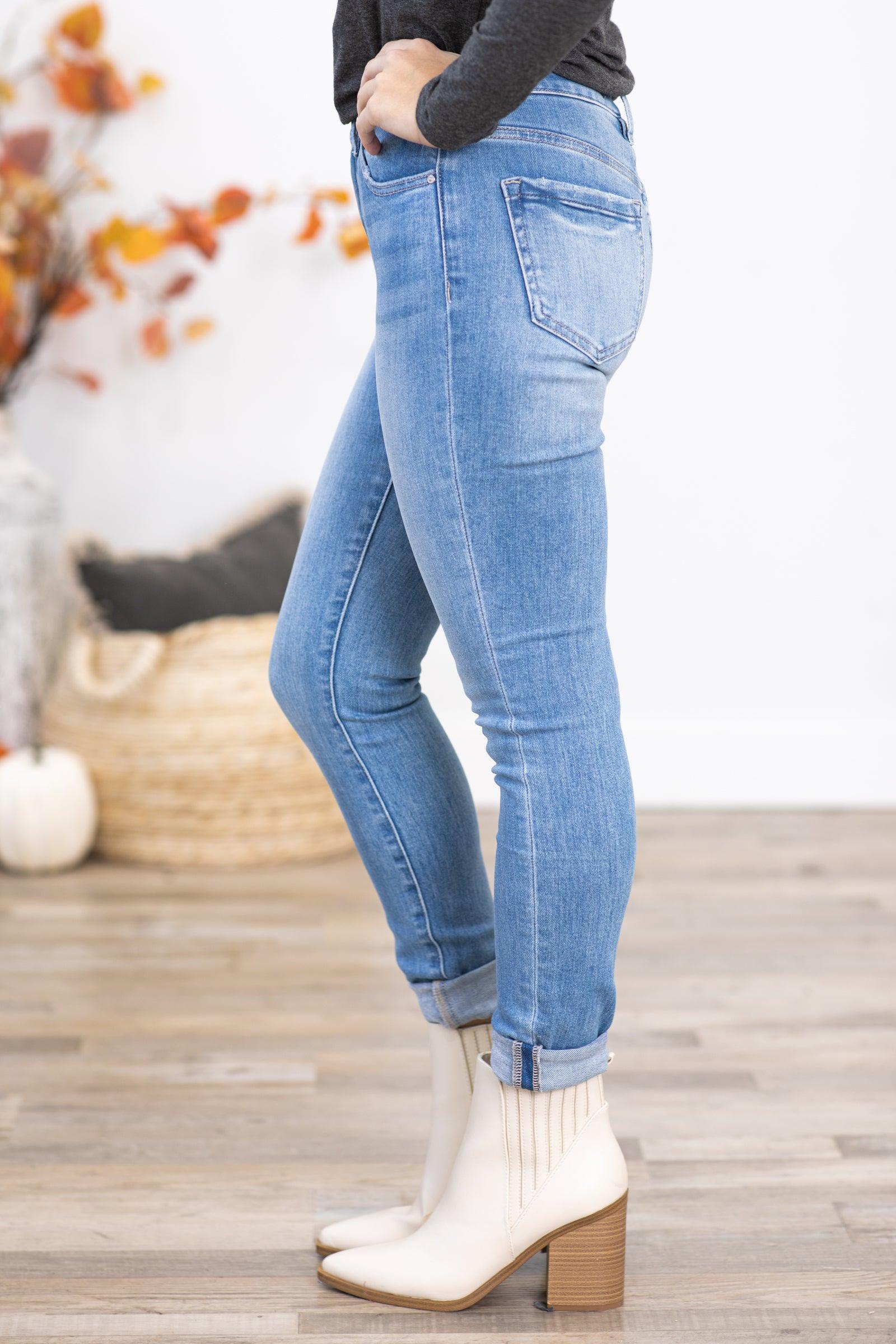 Mica Light Wash Mid Rise Ankle Skinny Jeans Product Image