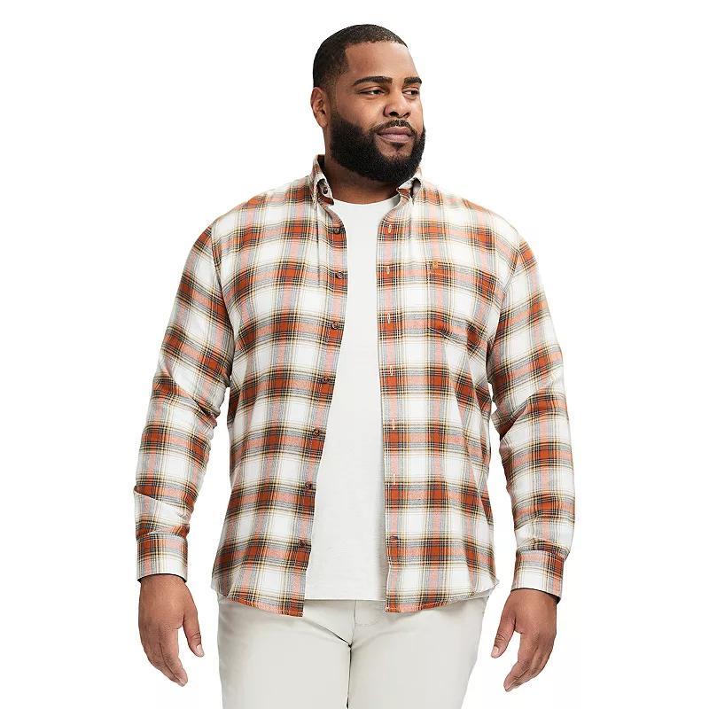 Big & Tall IZOD Stratton Flannel Long Sleeve Button Down Shirt, Men's, Size: 3XL Tall, Light Gingerbread Product Image