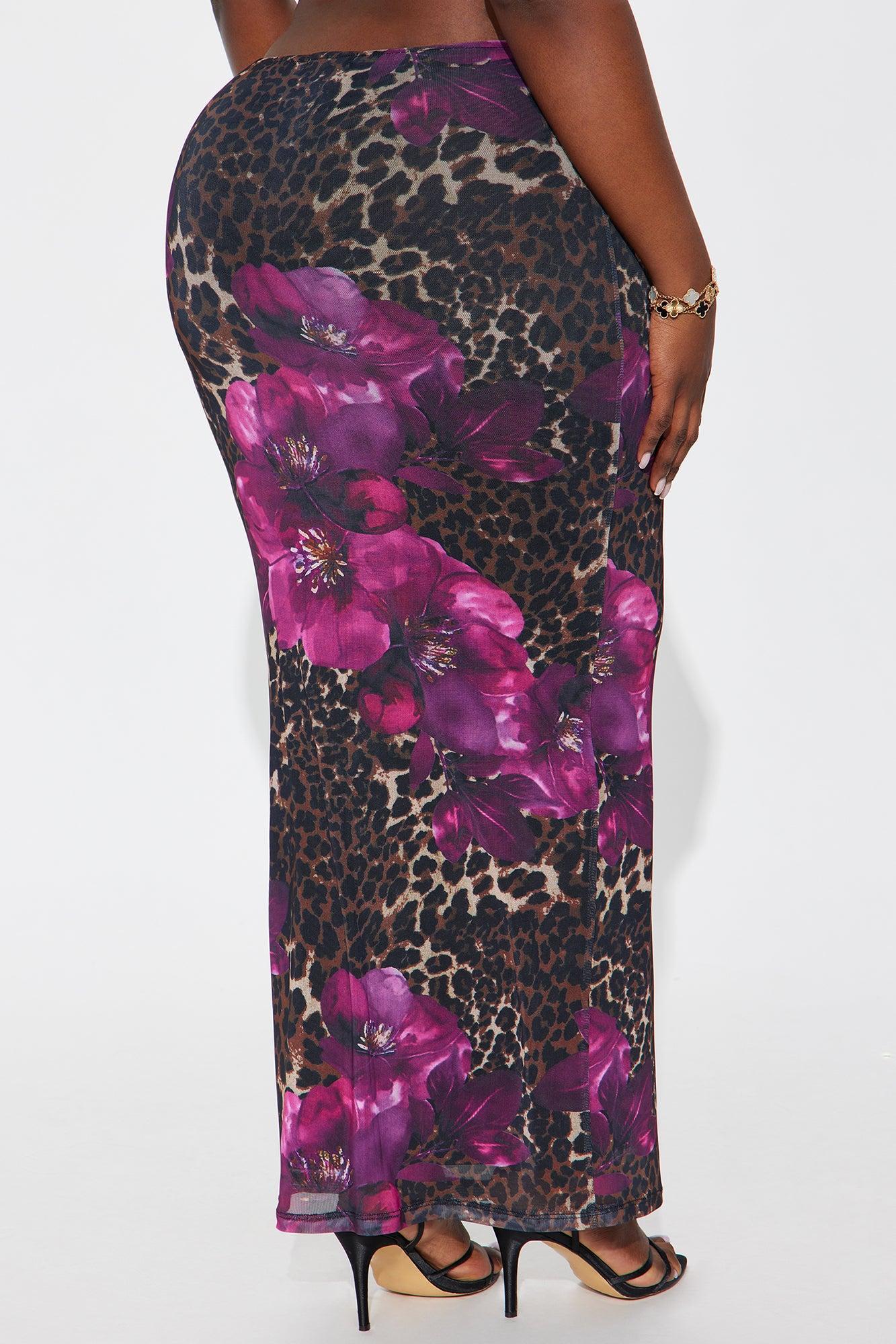 In The Name Of The Game Floral Leopard Maxi Skirt - Purple/combo Product Image