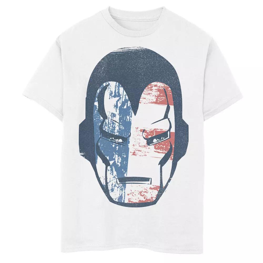 Boys 8-20 Marvel Iron Man American Flag Face Vintage Graphic Tee, Boy's, Size: Medium, White Product Image