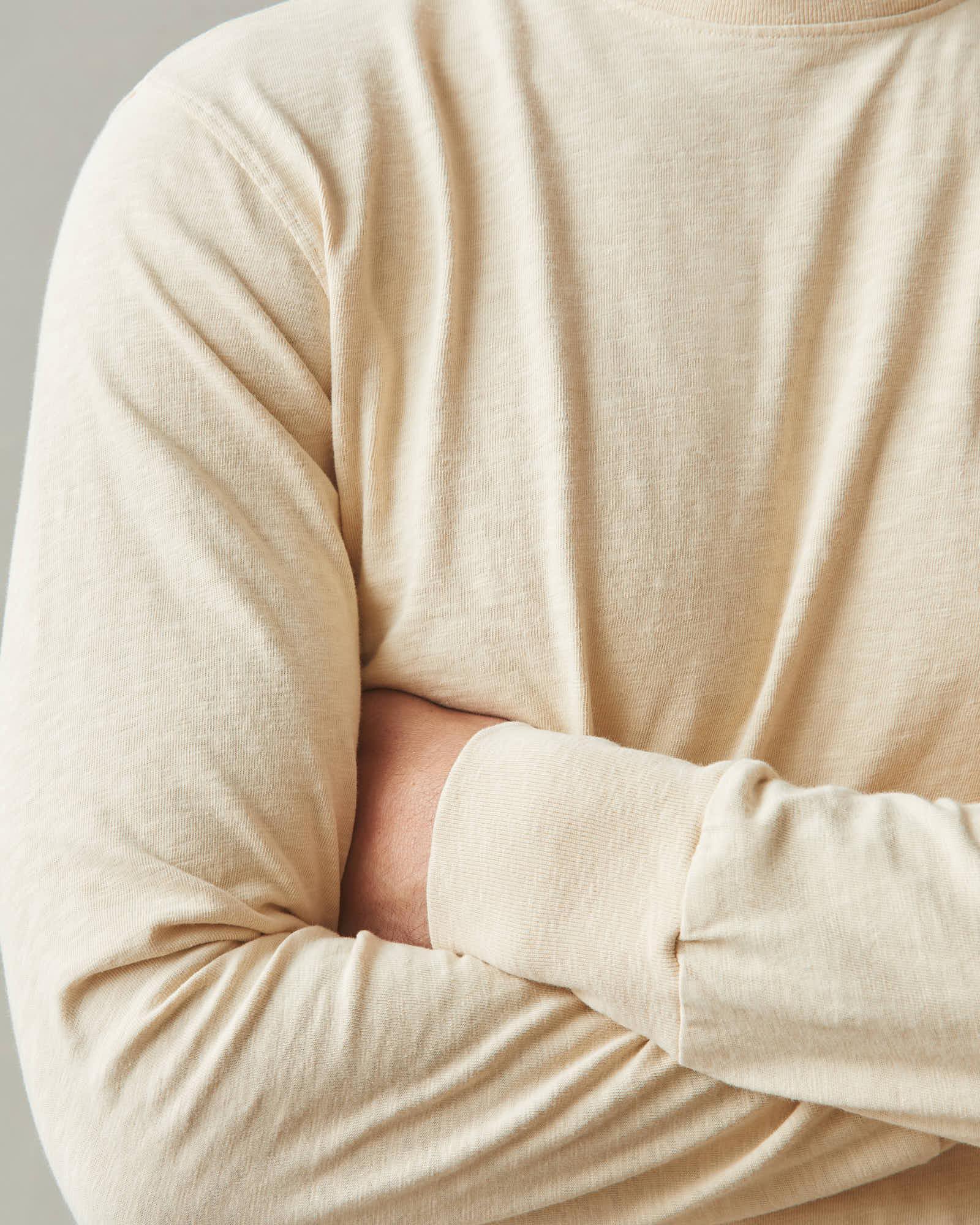 Men's Premium Slub Crew Long Sleeve Tee  - Creme Brulee Male Product Image