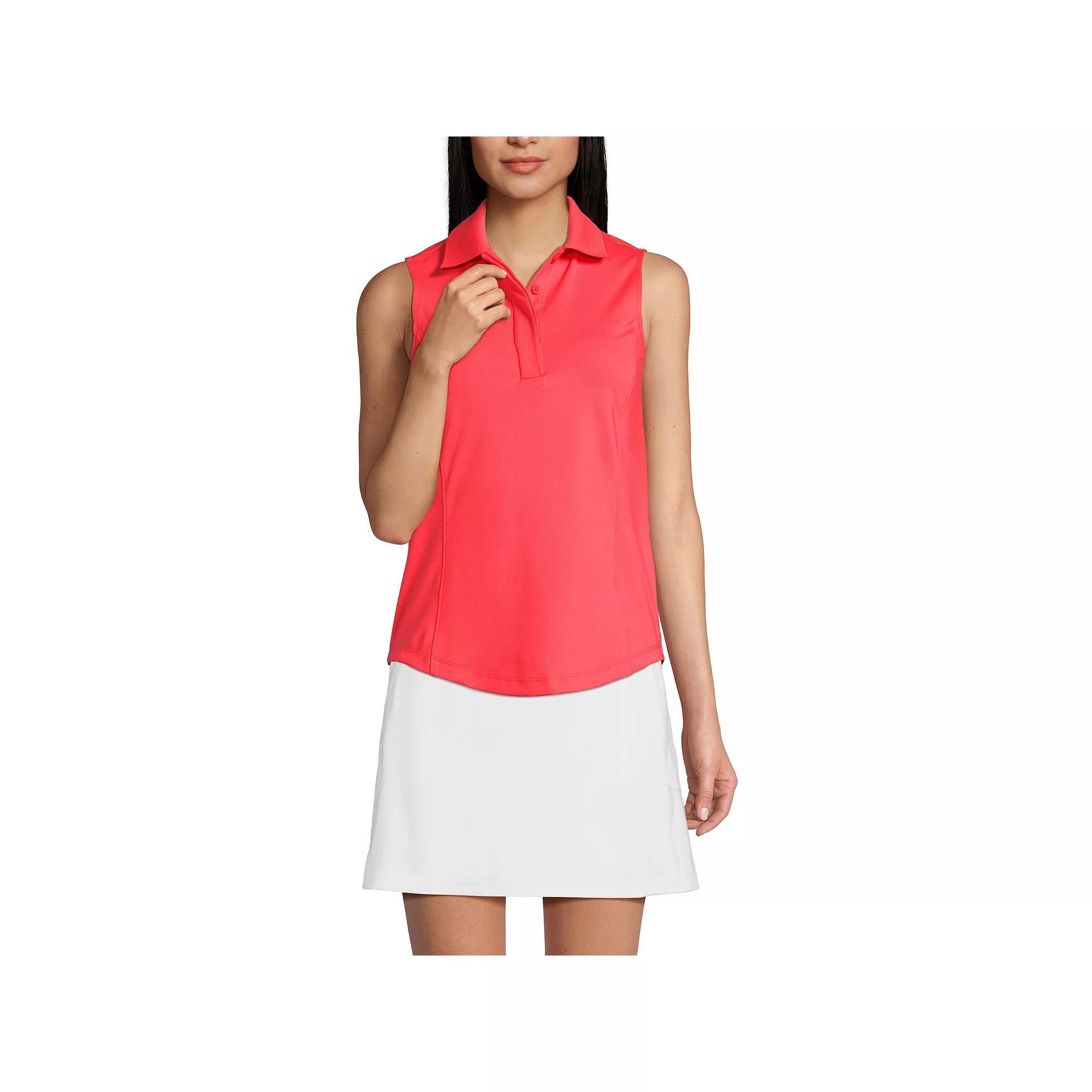 Women's Lands' End High Impact Polo Tank, Size: Medium, Pale Yellow Product Image