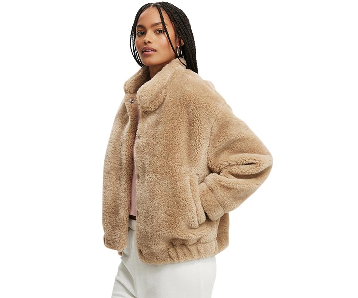Cotton On Women's Teddy Bomber Jacket in Stone at Nordstrom, Size Small Product Image