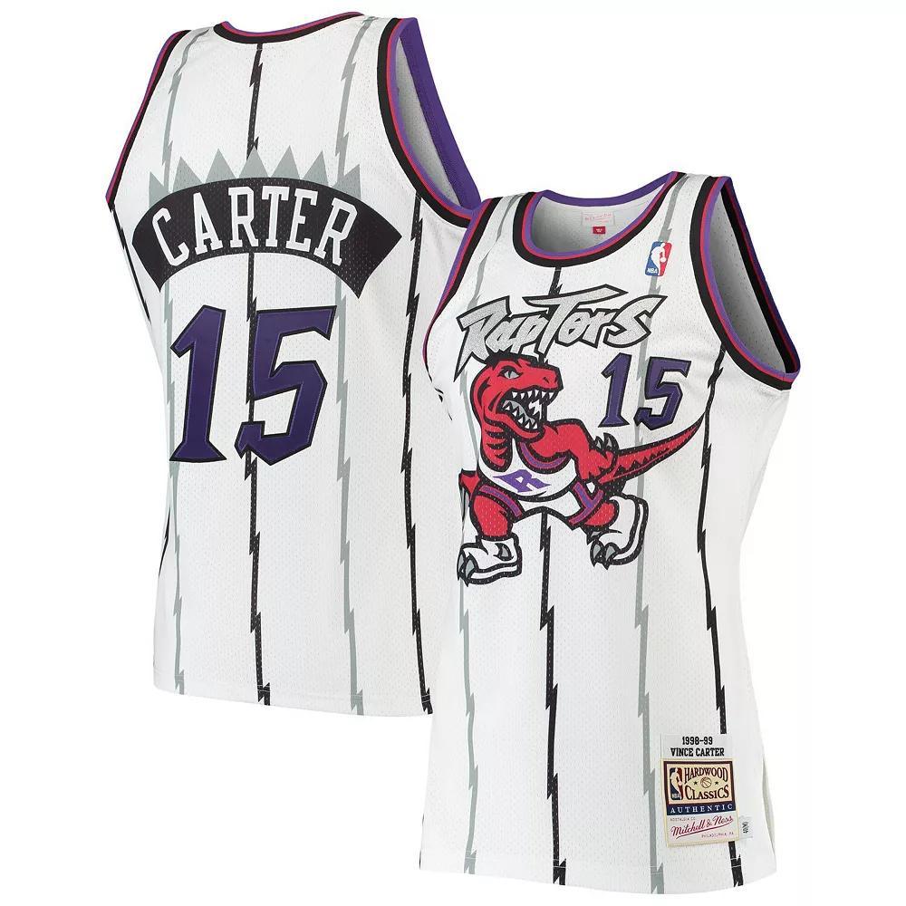 Men's Mitchell & Ness Vince Carter White Toronto Raptors Hardwood Classics 1998-99 Authentic Jersey, Size: 4XL, Rpt White Product Image