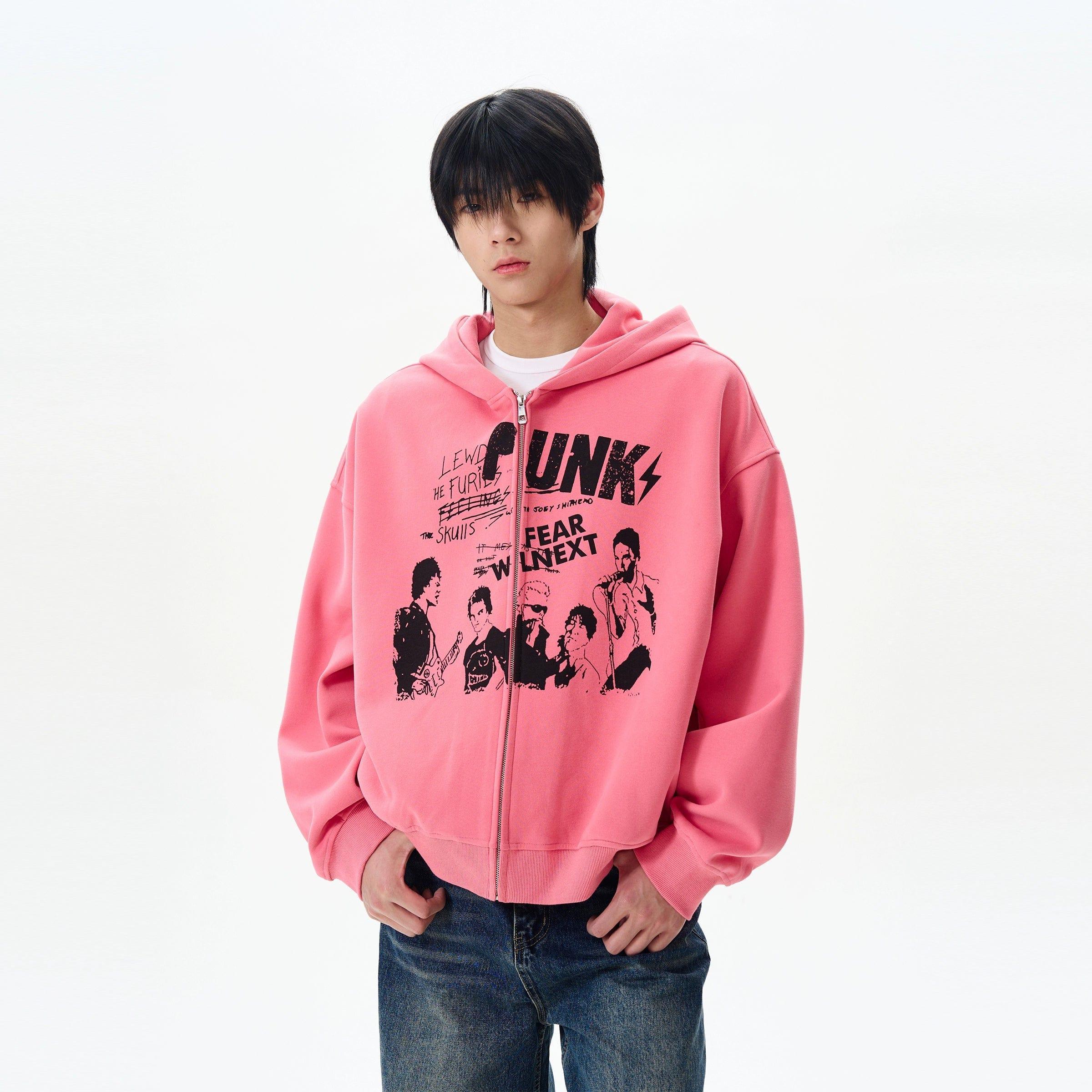RT No. 12307 PUNK GRAPHIC ZIP-UP HOODIE Product Image