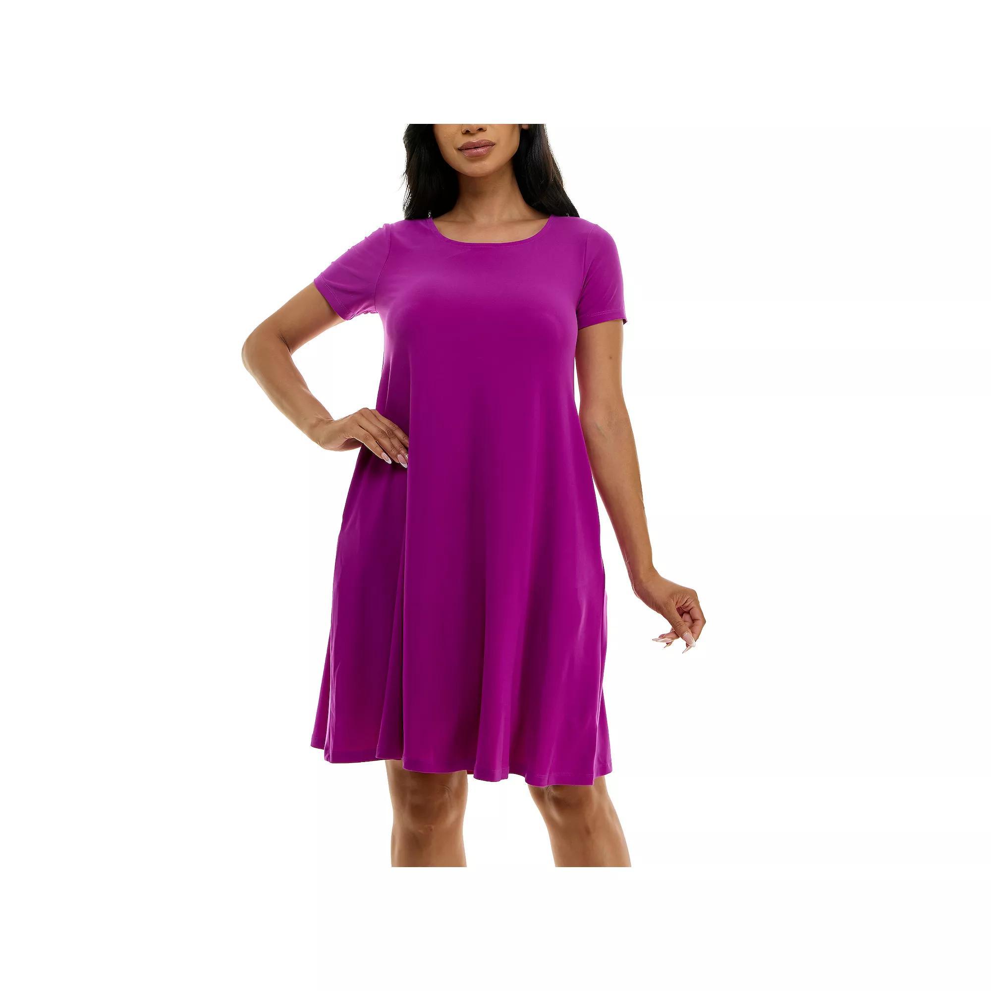Women's Nina Leonard Lace-Up Back Swing Dress, Size: Small, Purple Product Image