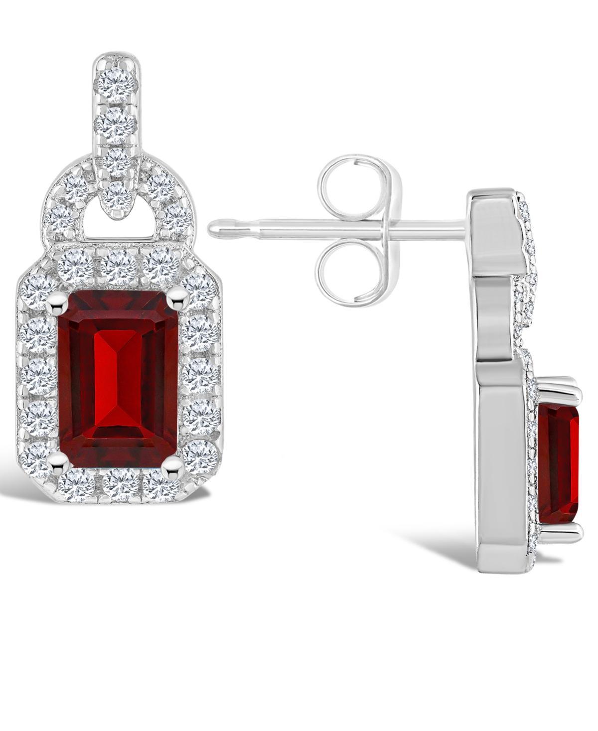 Celebration Gems Sterling Silver Garnet & White Topaz Accent Drop Earrings, Women's Product Image