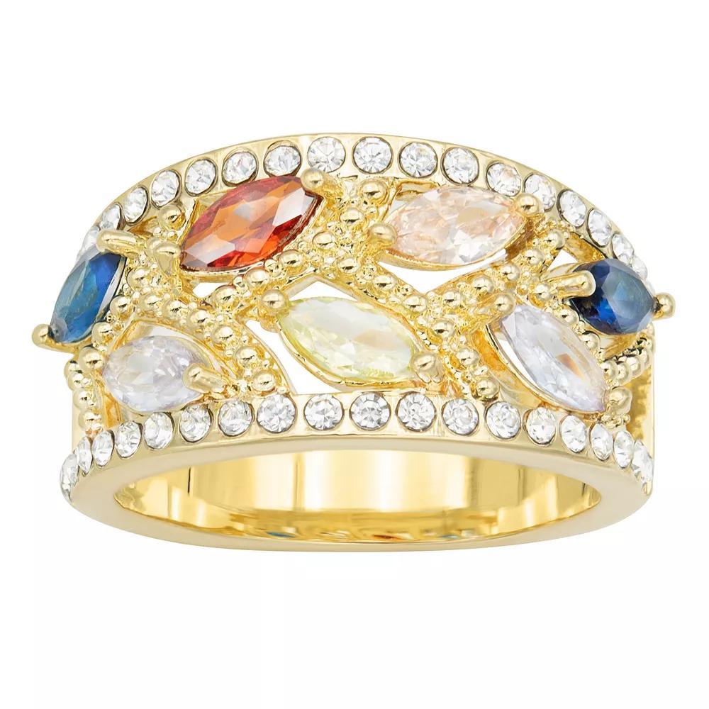 City Luxe Gold Tone Multicolor Marquise Crystal & Cubic Zirconia Ring, Women's, Size: 9, Gold Tone Team Product Image