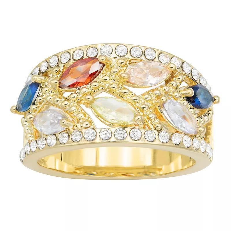 City Luxe Gold Tone Multicolor Marquise Crystal & Cubic Zirconia Ring, Women's, Size: 9, Gold Tone Team Product Image