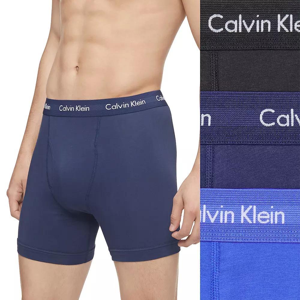 Men's Calvin Klein 3-pack Cotton Stretch Boxer Briefs, Size: Large, Black Product Image