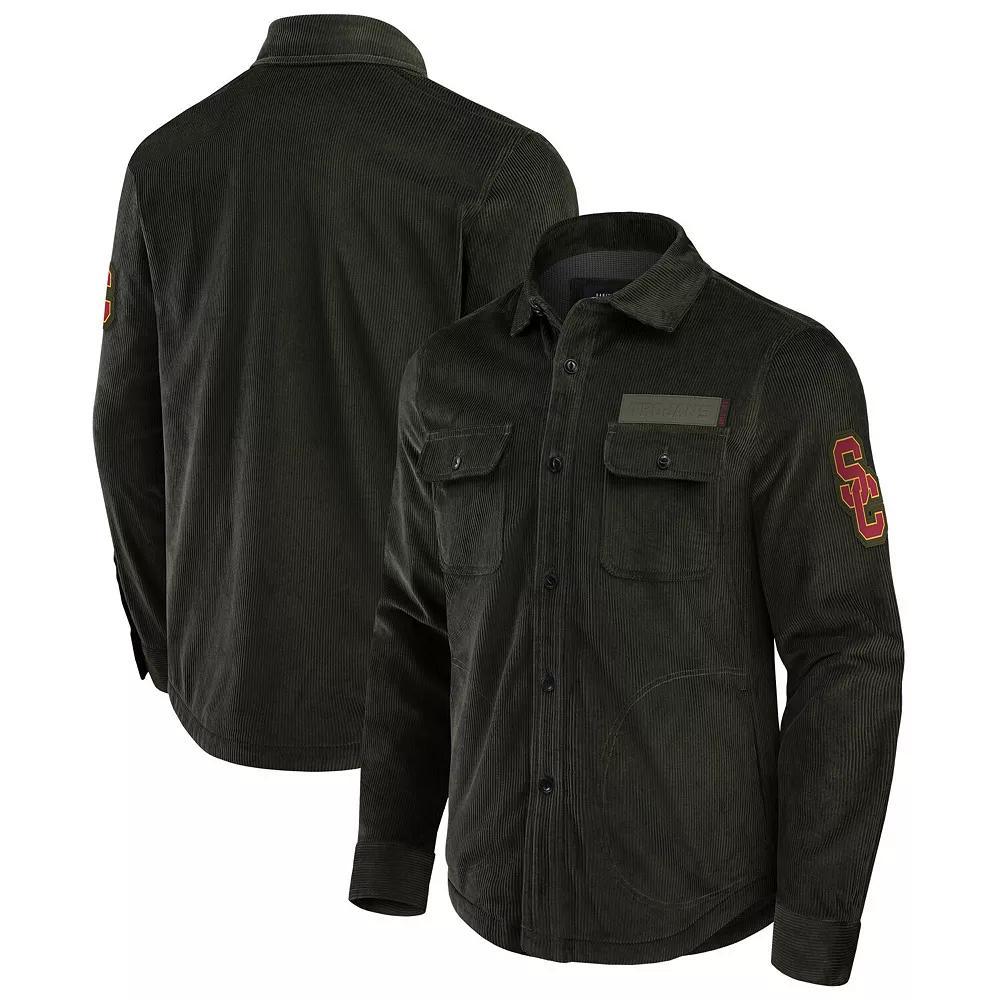 Men's Darius Rucker Collection by Fanatics Olive Michigan Wolverines Corduroy Full-Button Shacket, Size: 2XL, Team Product Image