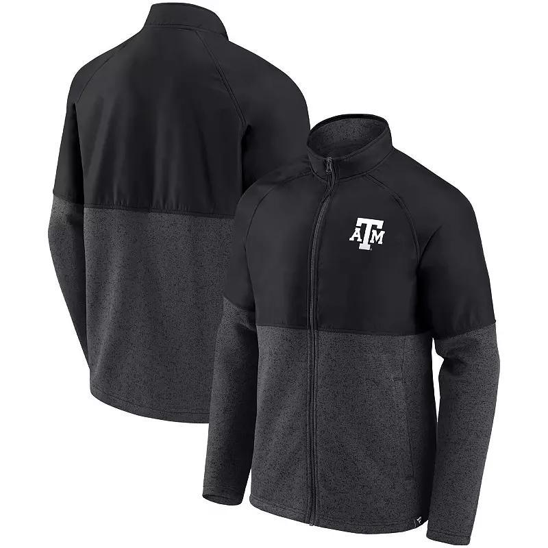 Men's Fanatics Branded Black/Heathered Charcoal Texas A&M Aggies Durable Raglan Full-Zip Jacket, Size: XL Product Image