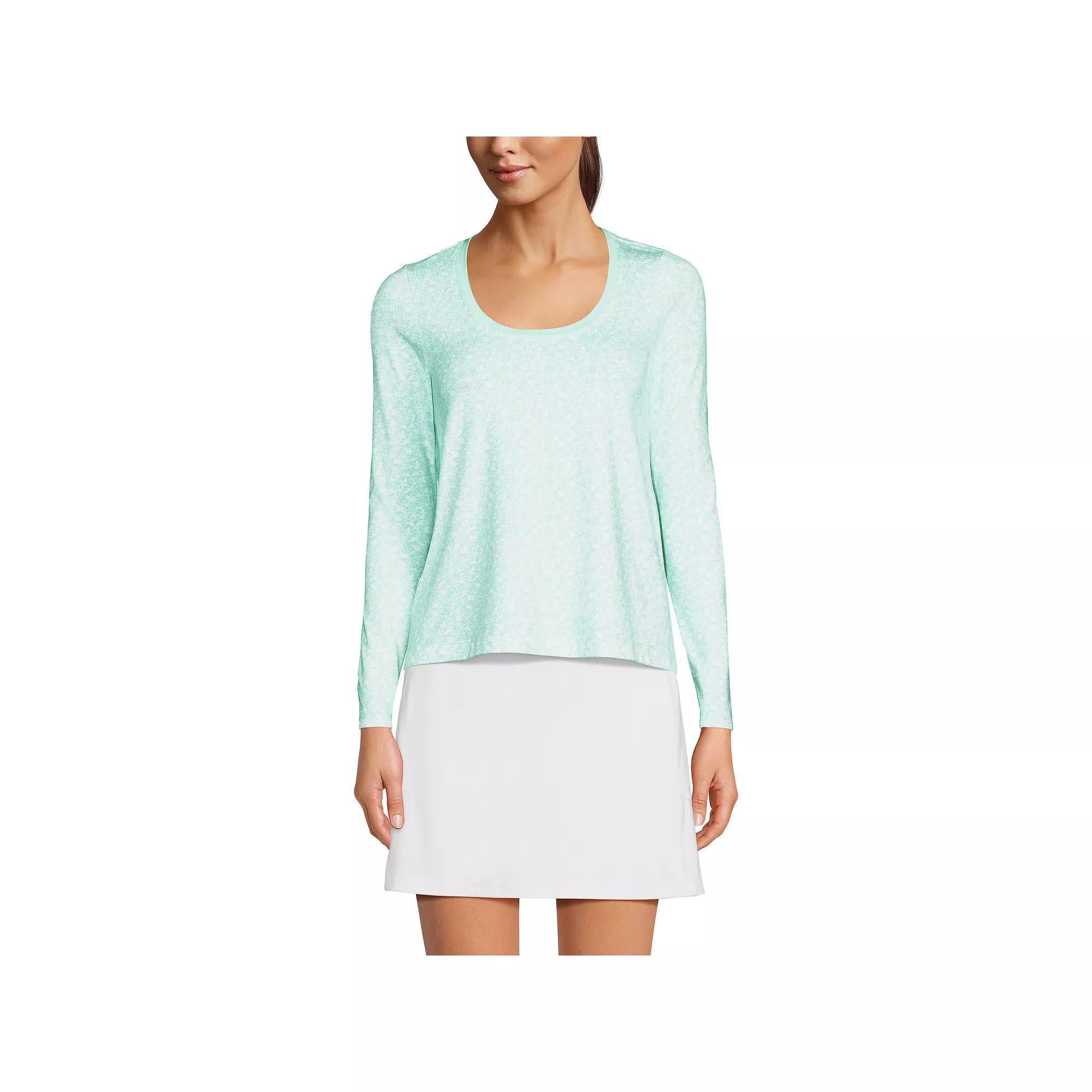 Women's Lands' End Power Performance Long Sleeve Scoopneck T-Shirt, Size: Large, Julep Phlox Floral Product Image