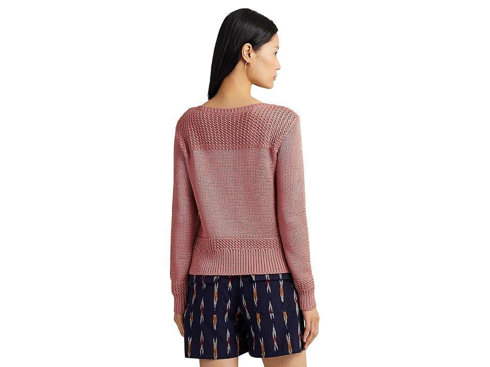 Lauren Ralph Lauren Cotton-Blend Boatneck Sweater Mahogany) Women's Clothing Product Image