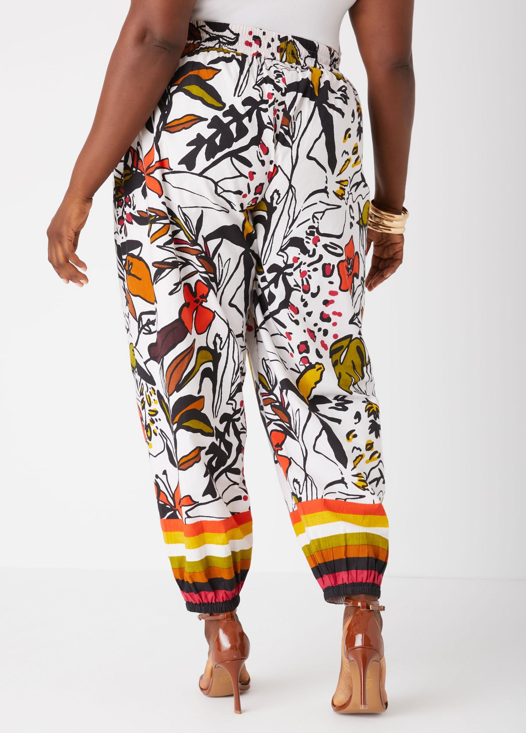 Printed Cotton High Rise Joggers Product Image