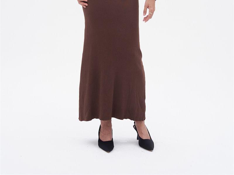 Long Sleeve Cowl Neck Plain Maxi Sheath Dress Product Image